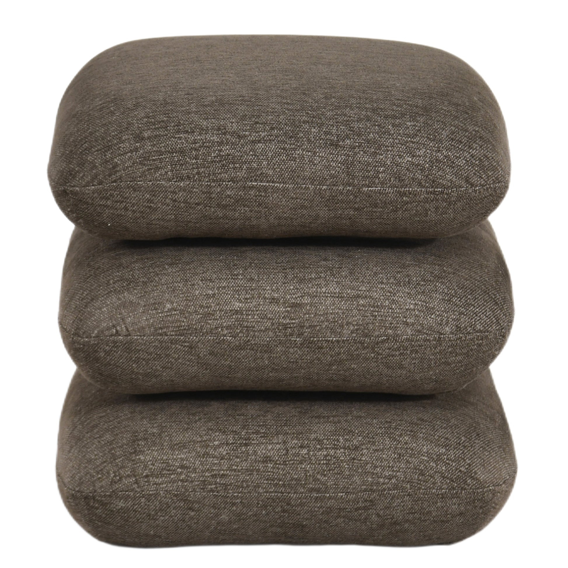 Rylee Square Swivel Ottoman - Brown Stacked Cushion Design-DECOROLALA