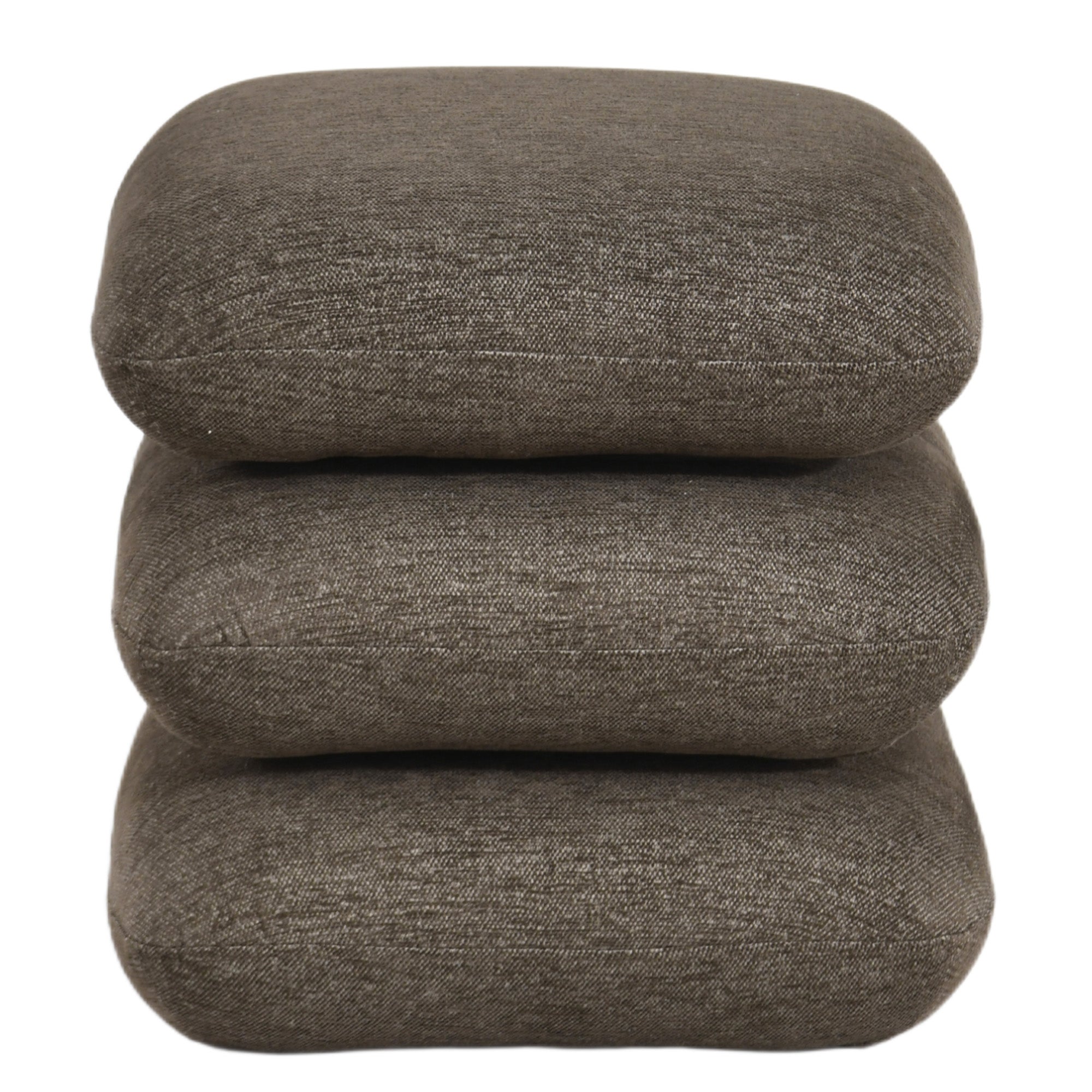 Rylee Square Swivel Ottoman - Brown Stacked Cushion Design-DECOROLALA