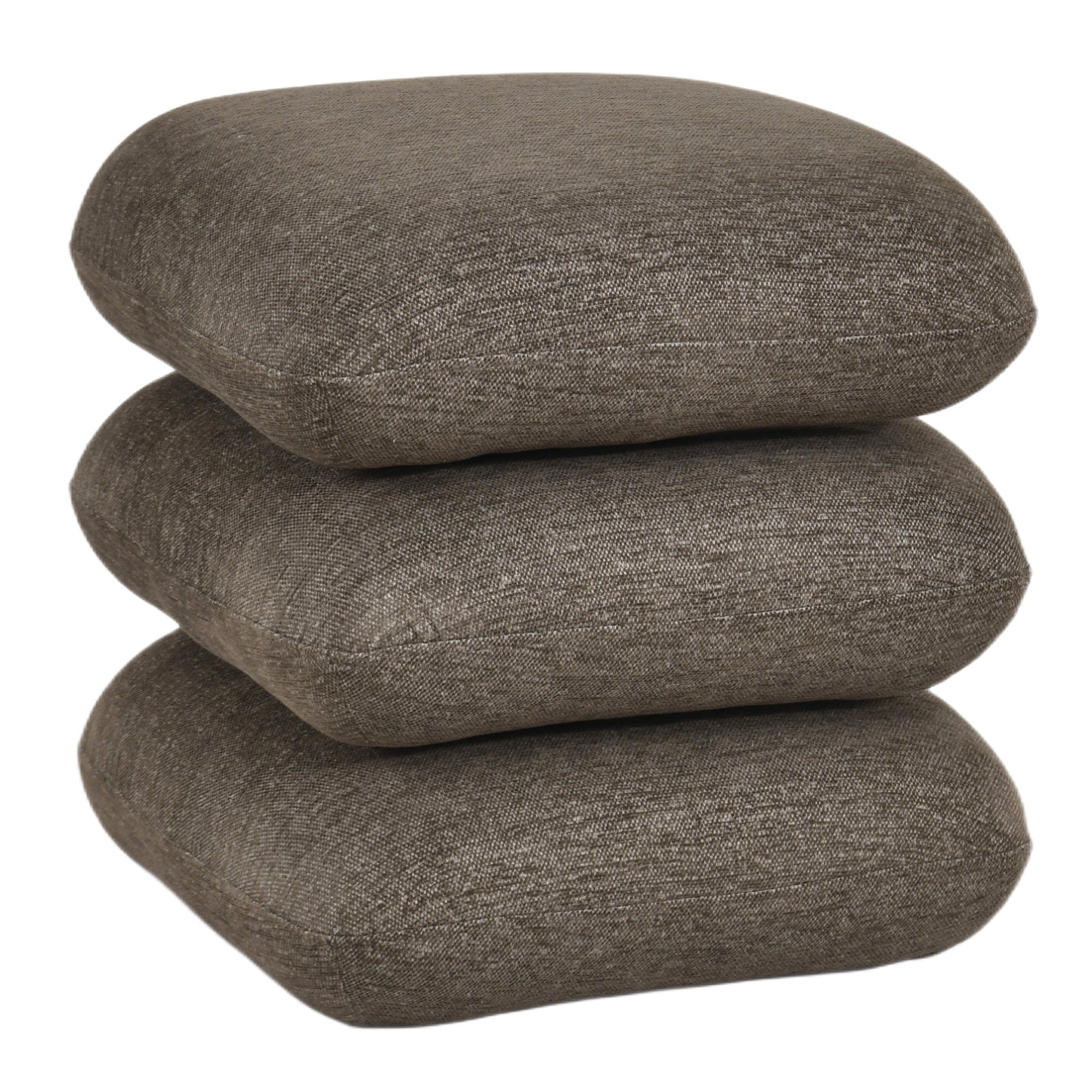 Rylee Square Swivel Ottoman - Brown Stacked Cushion Design-DECOROLALA
