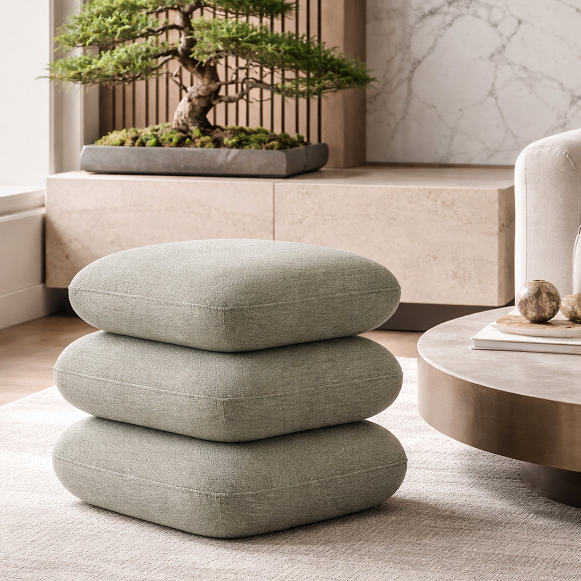 Rylee Square Swivel Ottoman - Sage-DECOROLALA