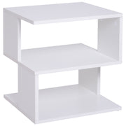 S-Shape Side Table - White 2-Tier Slim Nightstand-Home Furnishings > Living Room Furniture > Side¬†Tables-DECOROLALA