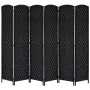 6ft Folding Room Divider, 6 Panel Wall Partition with Wooden Frame for Bedroom, Home Office, Black
