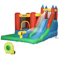 Outsunny 6-in-1 Kids Inflatable Bouncy Castle with Water Slide
