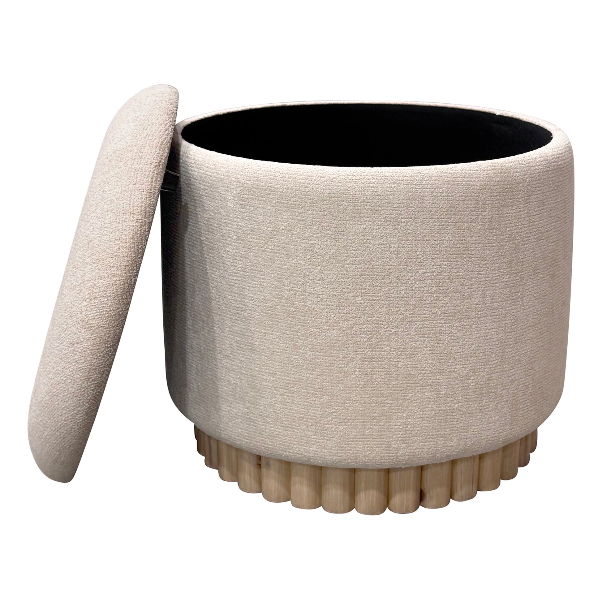 SADIE-ROUND STORAGE OTTOMAN-OAT-DECOROLALA