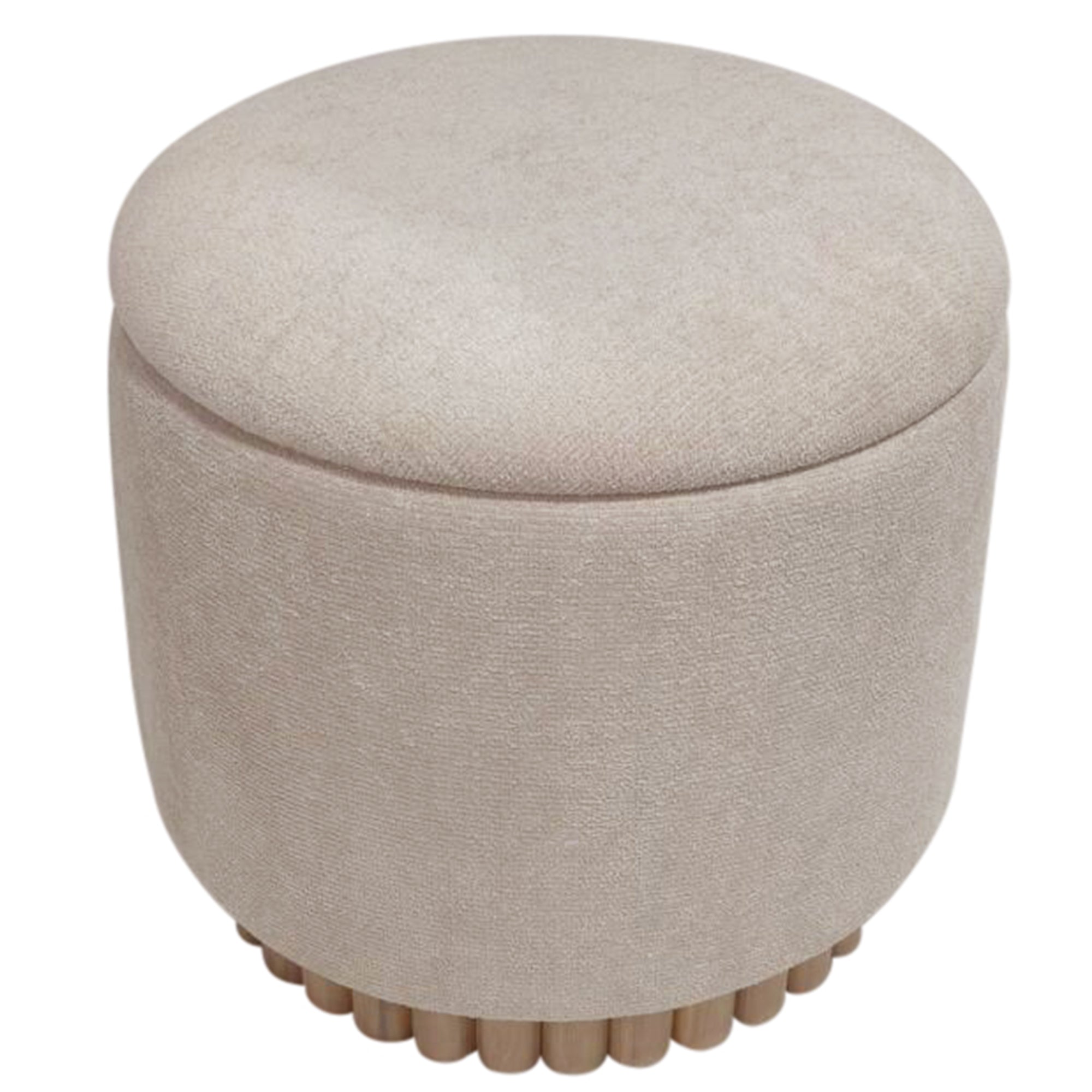 SADIE-ROUND STORAGE OTTOMAN-OAT-DECOROLALA