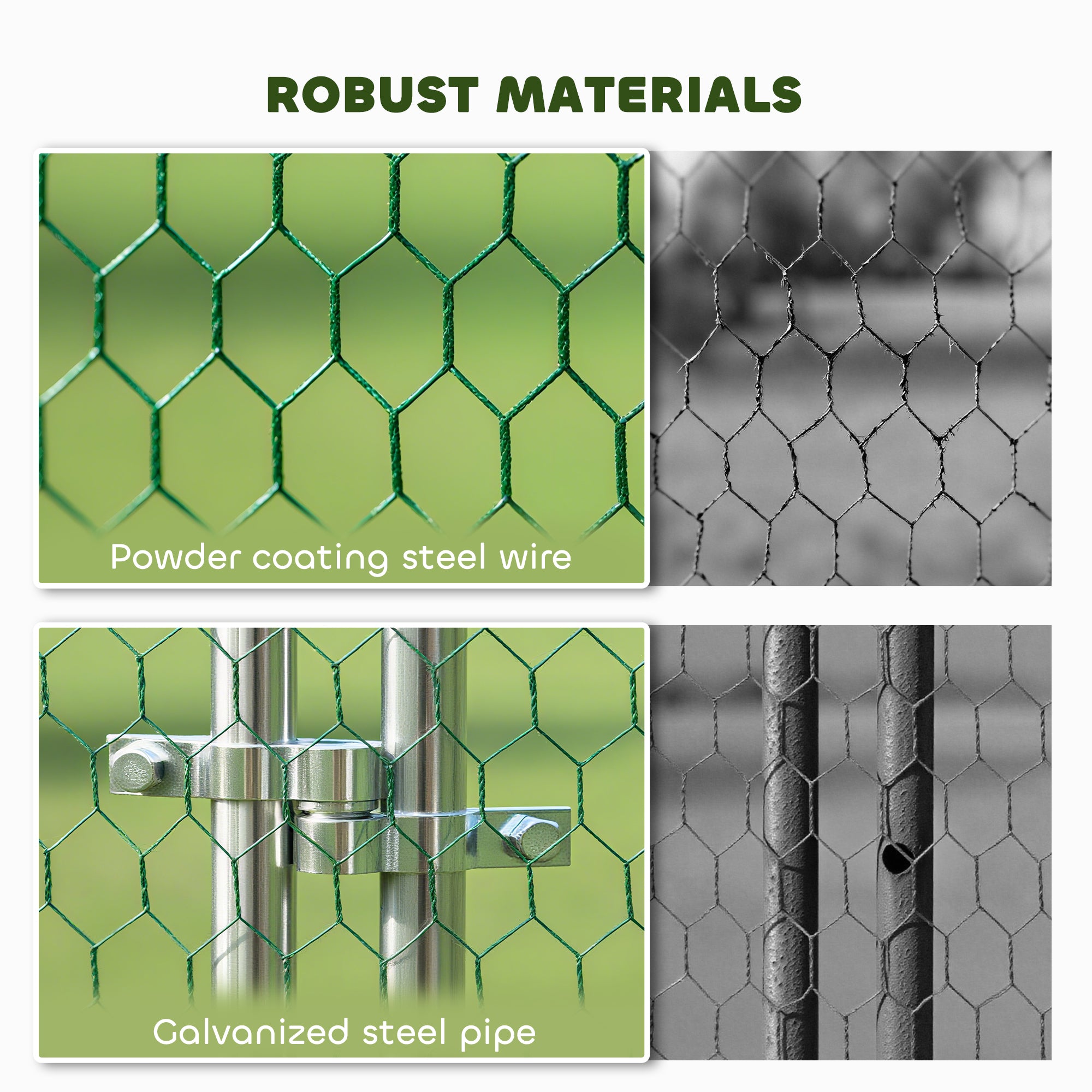Large Metal Chicken Run with Waterproof & UV-Resistant Cover, Feeding Door, Hanging Feeder, Perch, for 24-30 Chickens