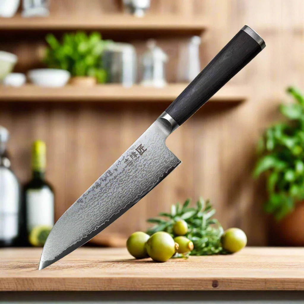 Miyako SUS 180mm Santoku Knife - 33 Layer Damascus Steel Blade – Made in Japan-1