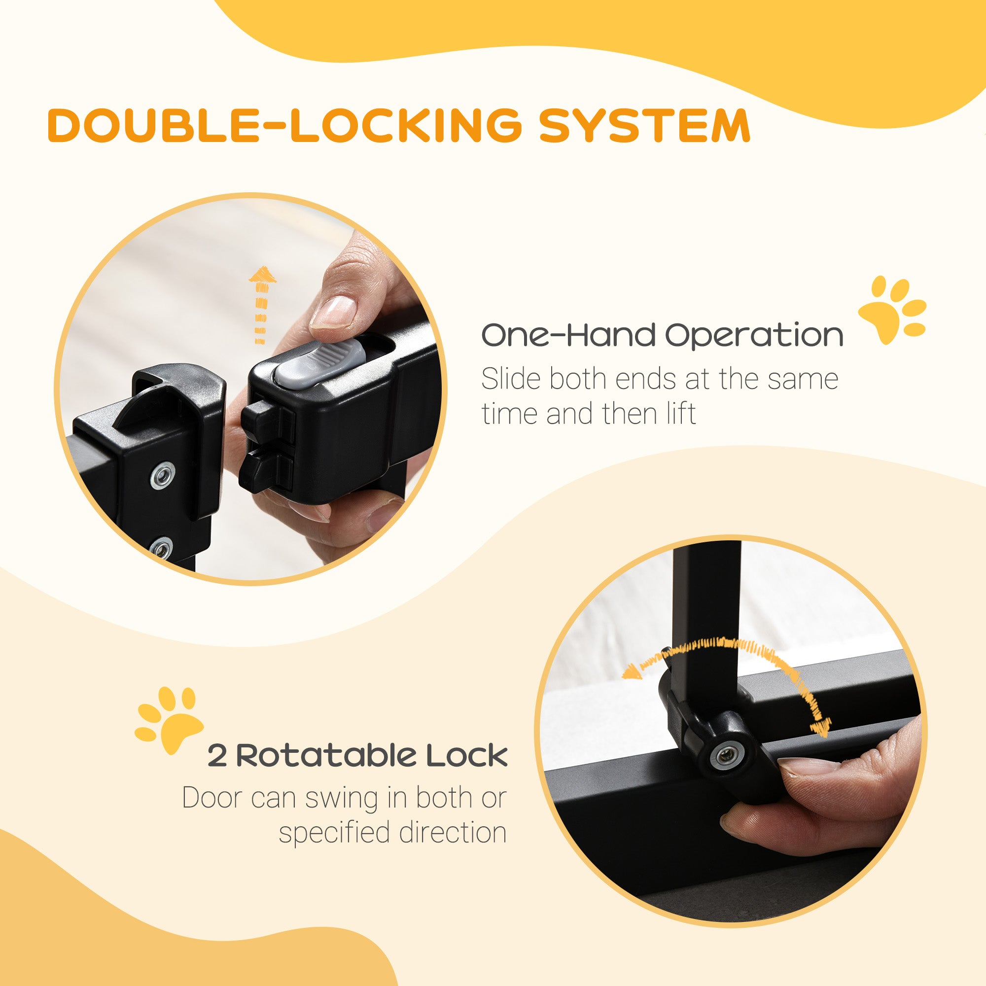 Extra Tall Dog Gate with Door, Pressure Fit, Auto Close, Double Locking for Doorways Hallways Stairs, 29"-32", Black