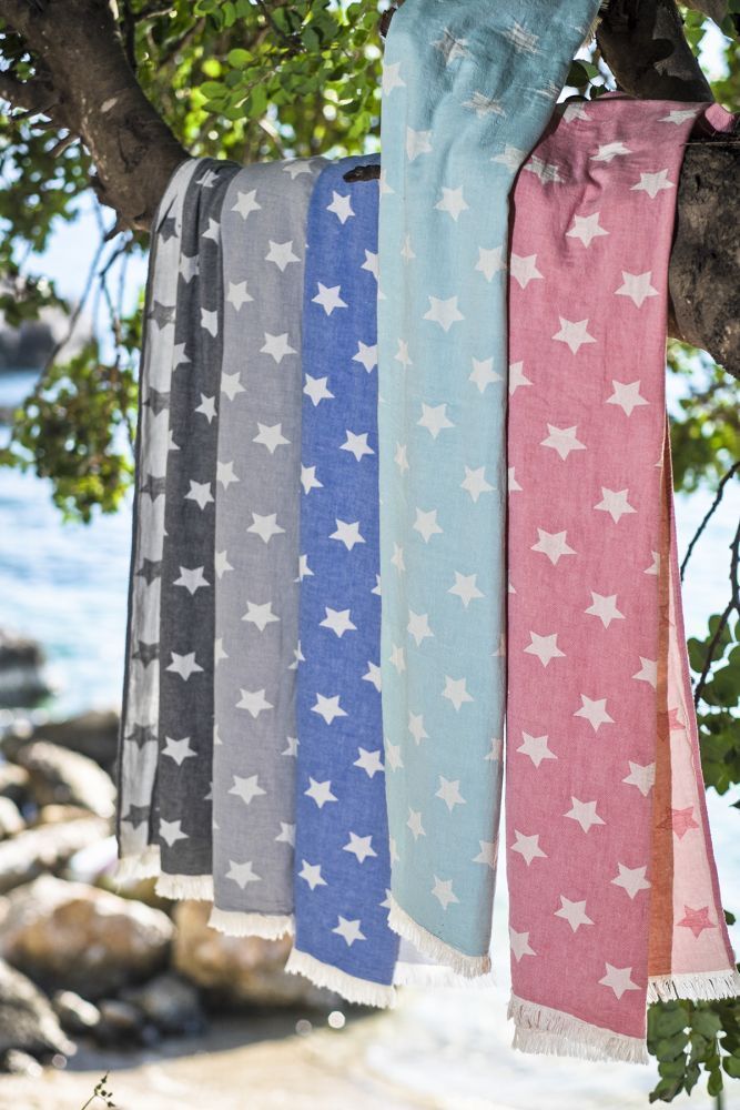 STAR BLUE TURKISH TOWEL 40"X70"-Turkish Towel-DECOROLALA