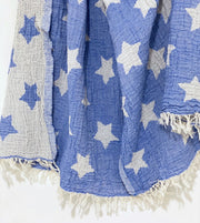 STAR BLUE TURKISH TOWEL 40"X70"-Turkish Towel-DECOROLALA
