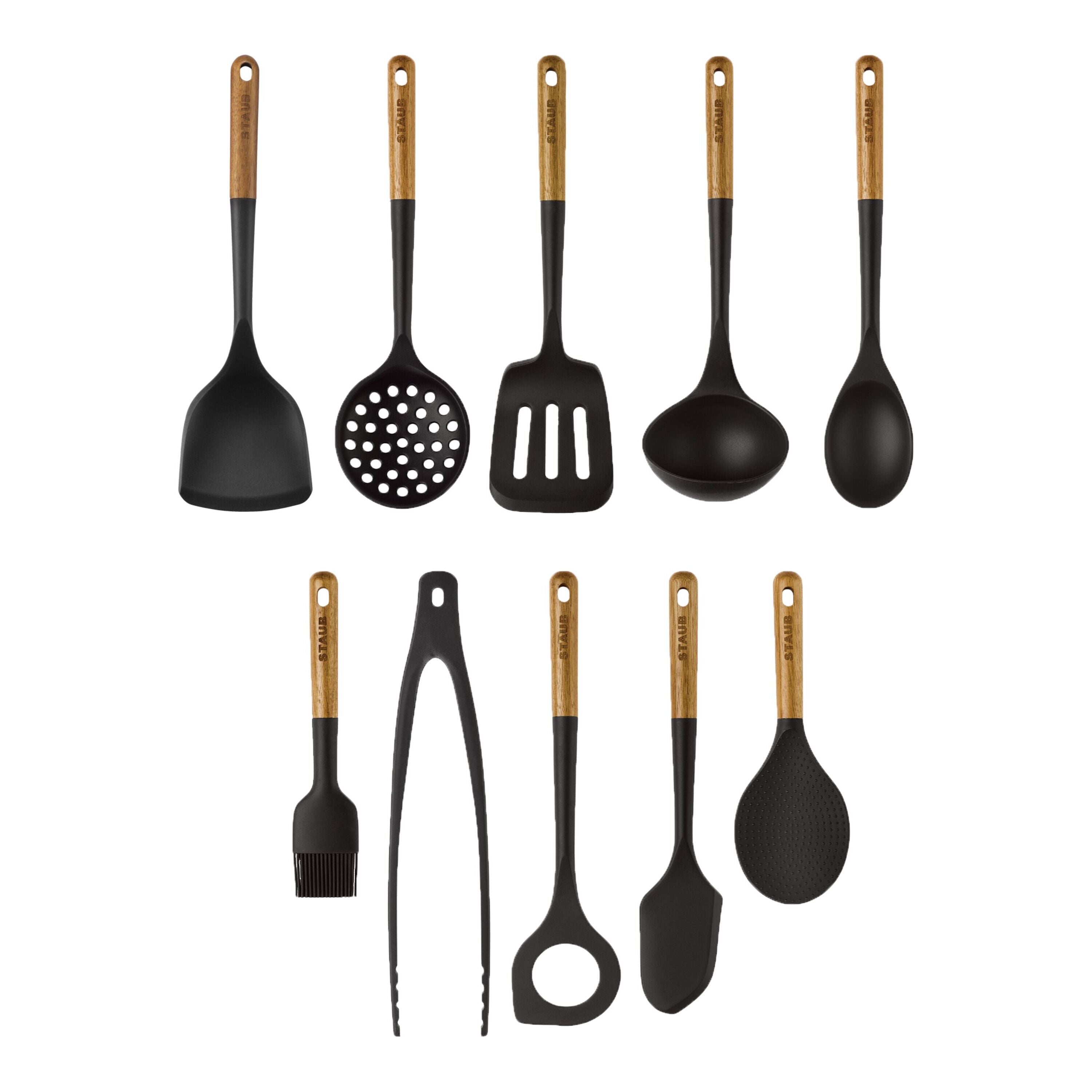 STAUB 10-Piece Silicone Kitchen Utensils Set - Black-Kitchen Appliance Accessorie-DECOROLALA