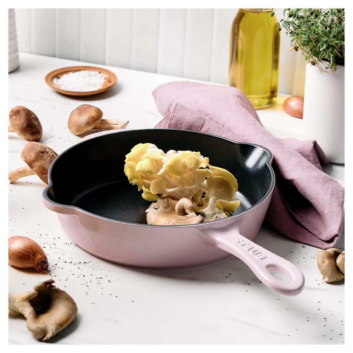 STAUB 22cm Cast Iron Deep Frypan - Sorbet Rose-Cast Iron Skillets-DECOROLALA