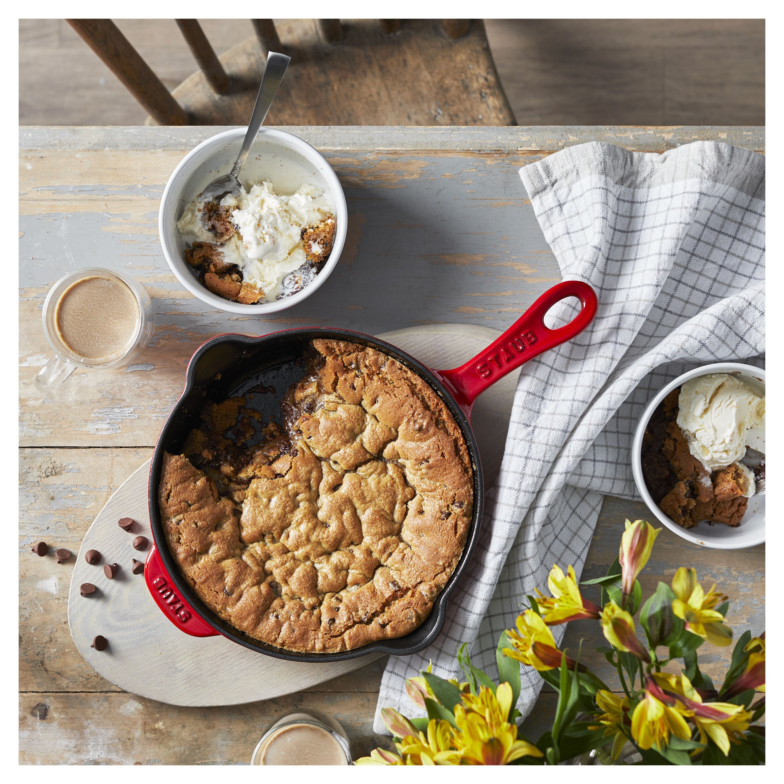 STAUB 22cm Cast Iron Deep Skillet Cherry-8.5 Inch-DECOROLALA