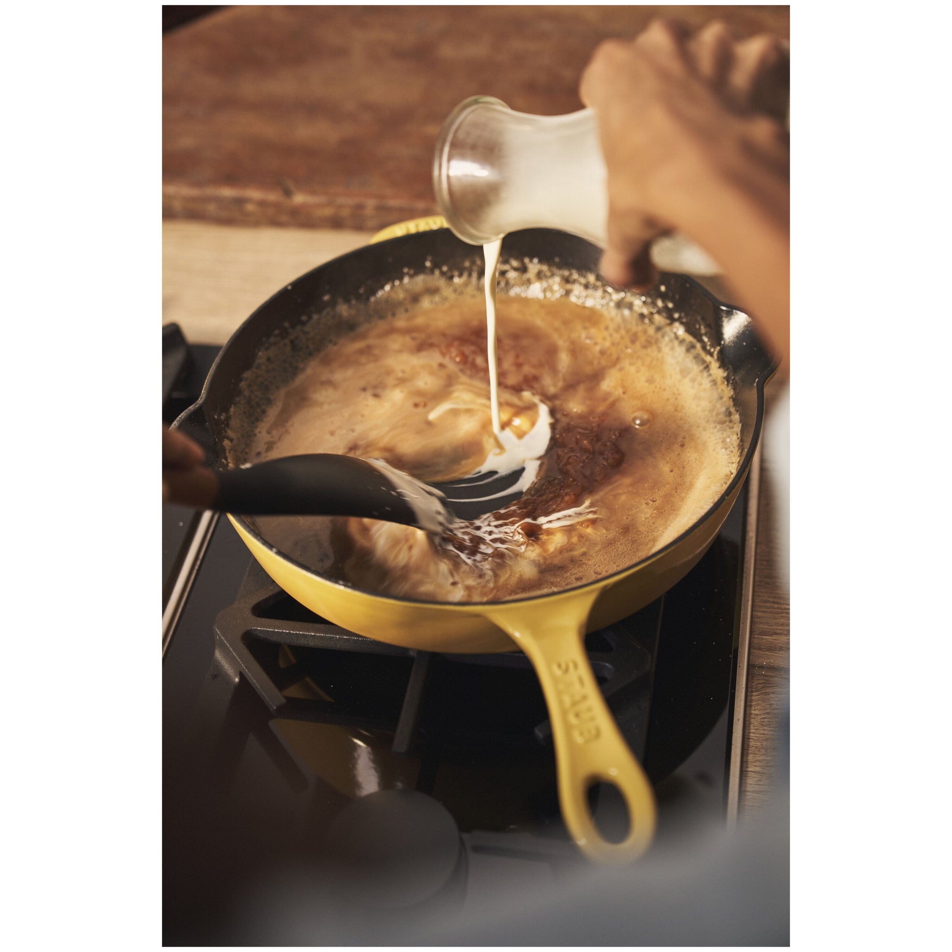 STAUB 22cm Cast Iron Deep Skillet - Citron-8.5 Inch-DECOROLALA