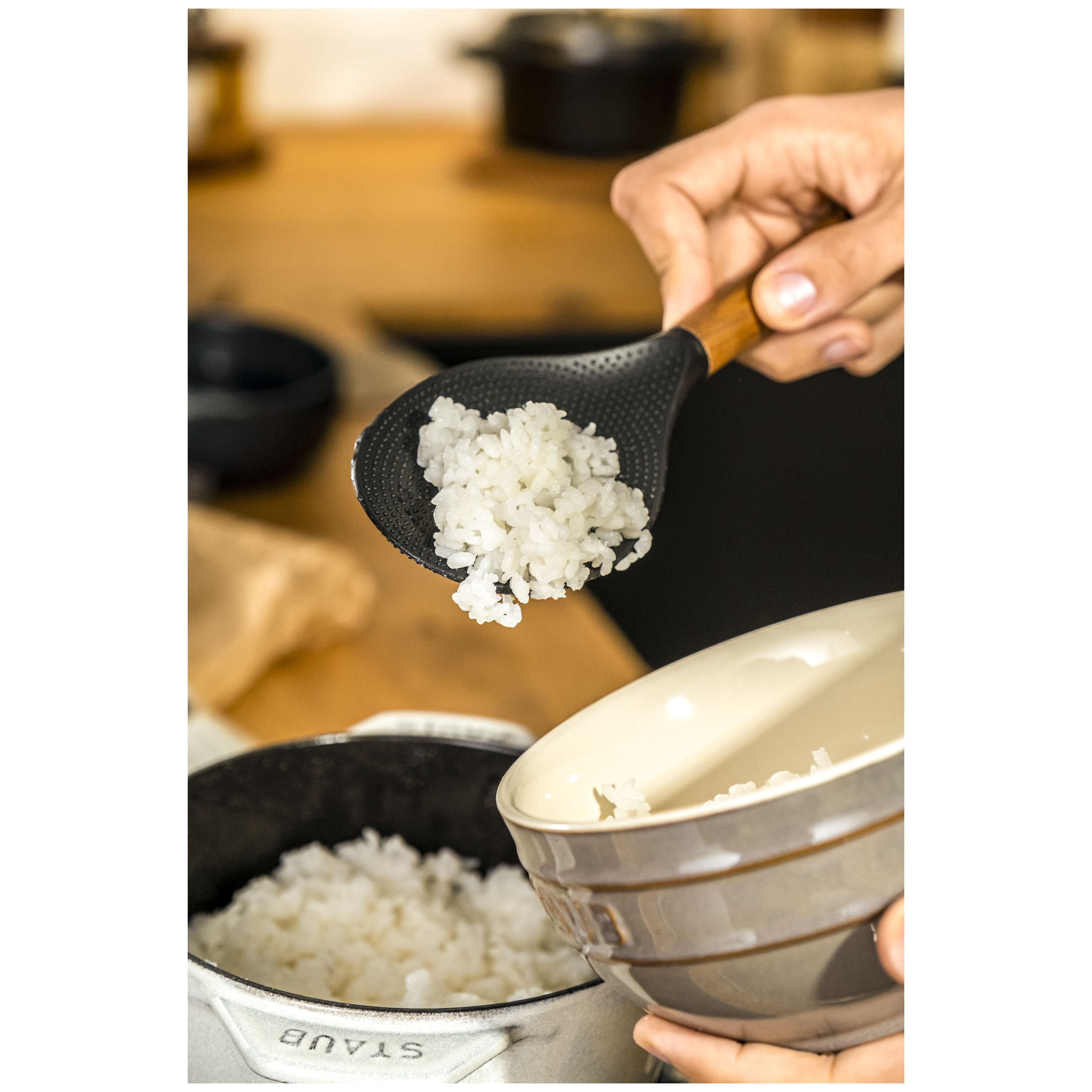 STAUB 22cm Rice Spoon Silicone Black-Kitchen Accessory-DECOROLALA