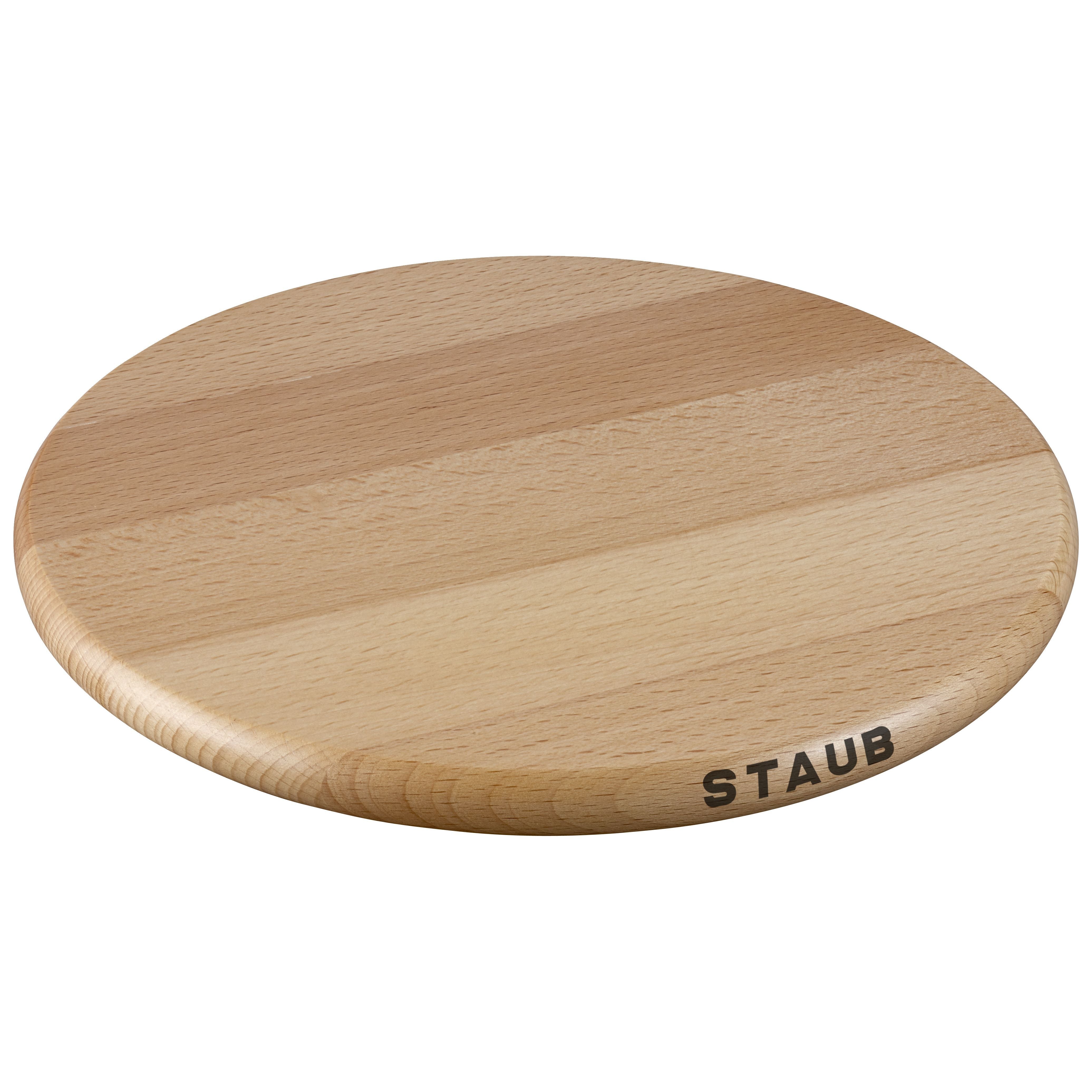 STAUB 23cm Round Beech Trivet Magnetic Brown-Trivets-DECOROLALA