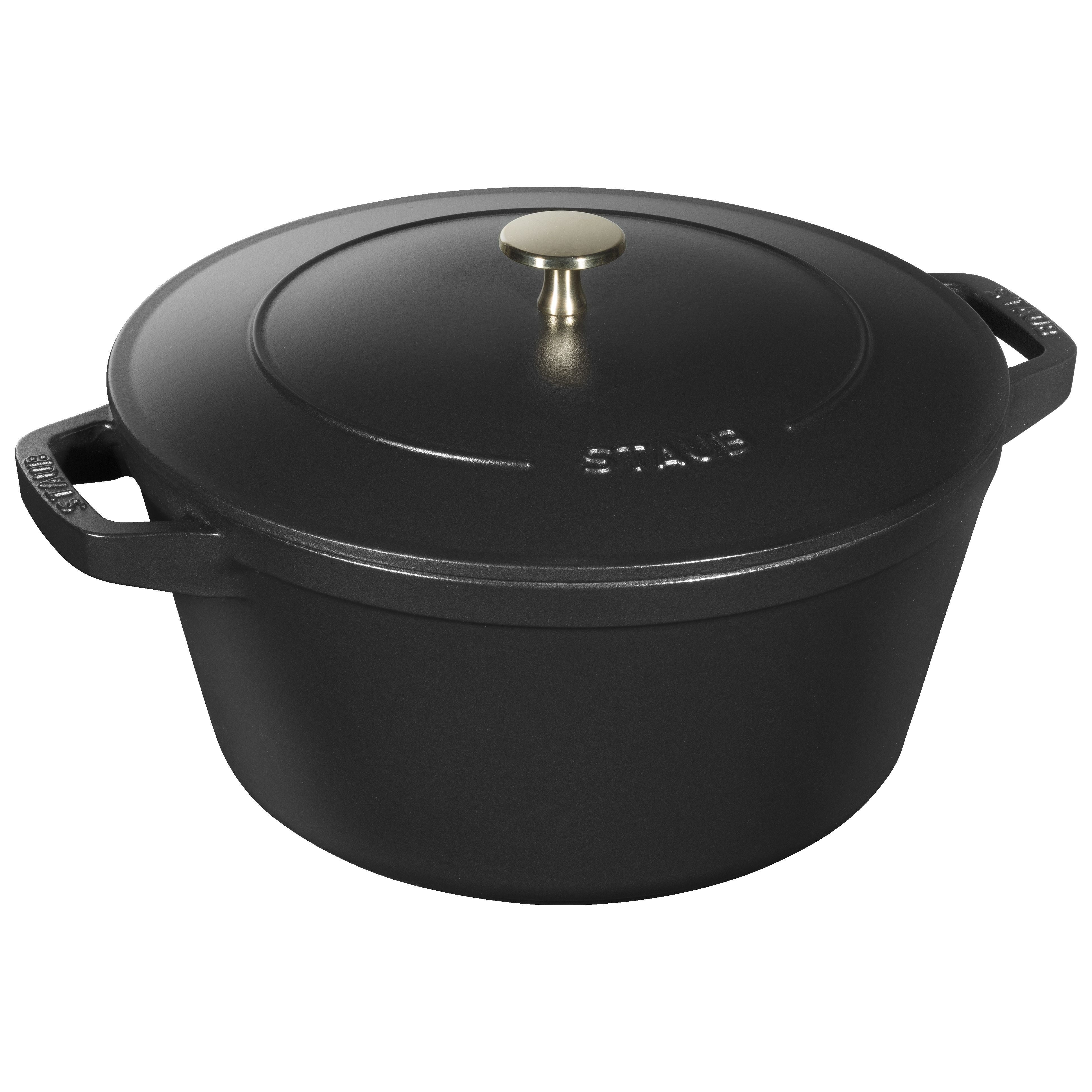STAUB 3-Piece Stackable Cast Iron Cookware Set - Black-Stock Pot-DECOROLALA