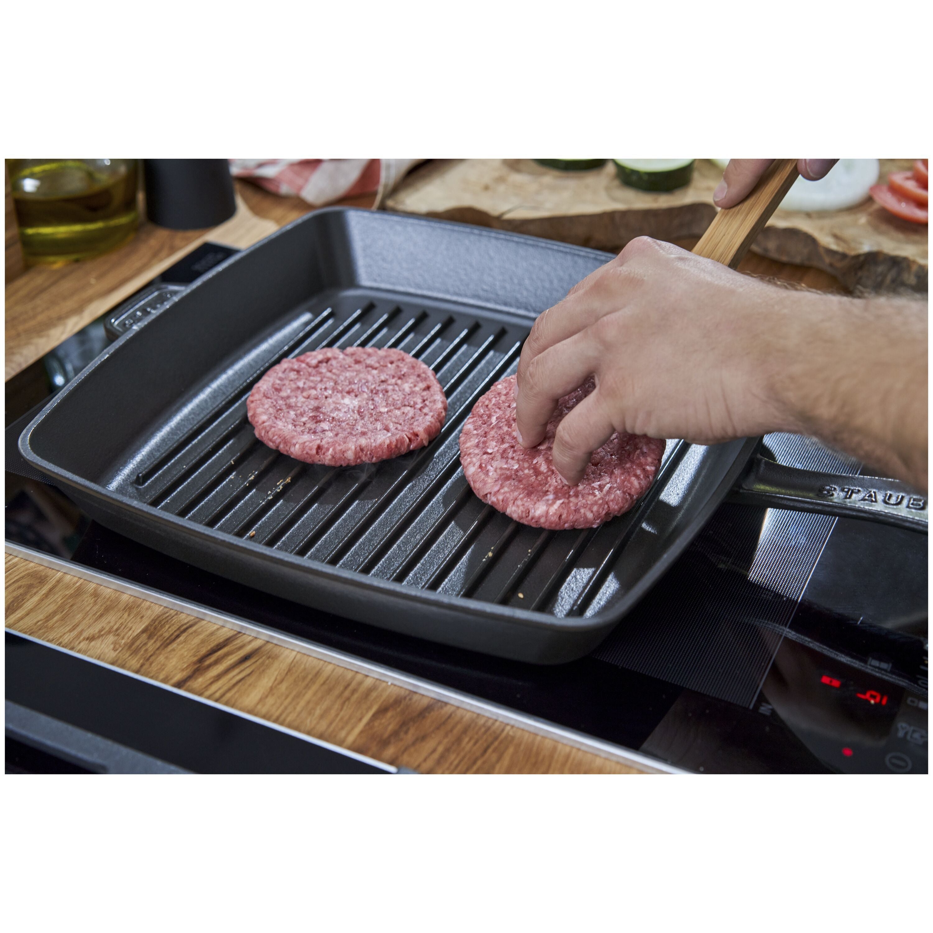 STAUB 30cm Cast Iron Square Grill Pan - Black-12 Inch-DECOROLALA