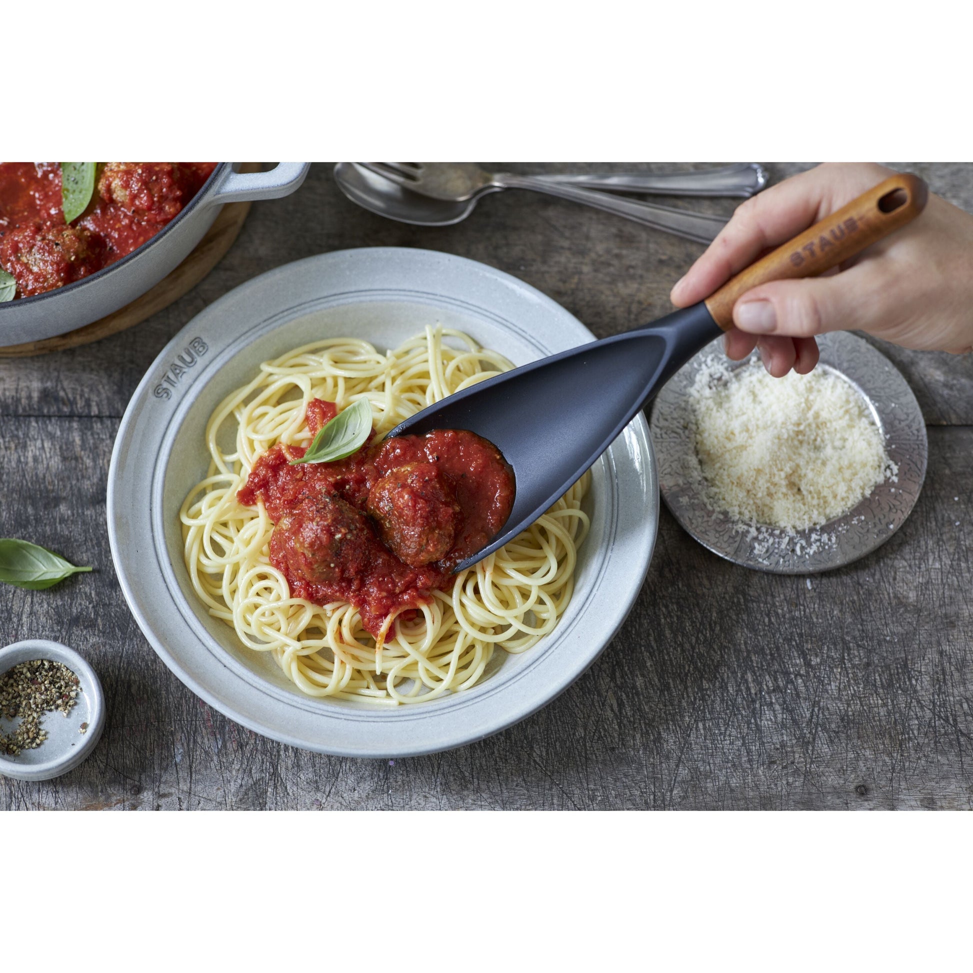 STAUB 30cm Silicone Spoon - Black Acacia Wood-Spoon-DECOROLALA