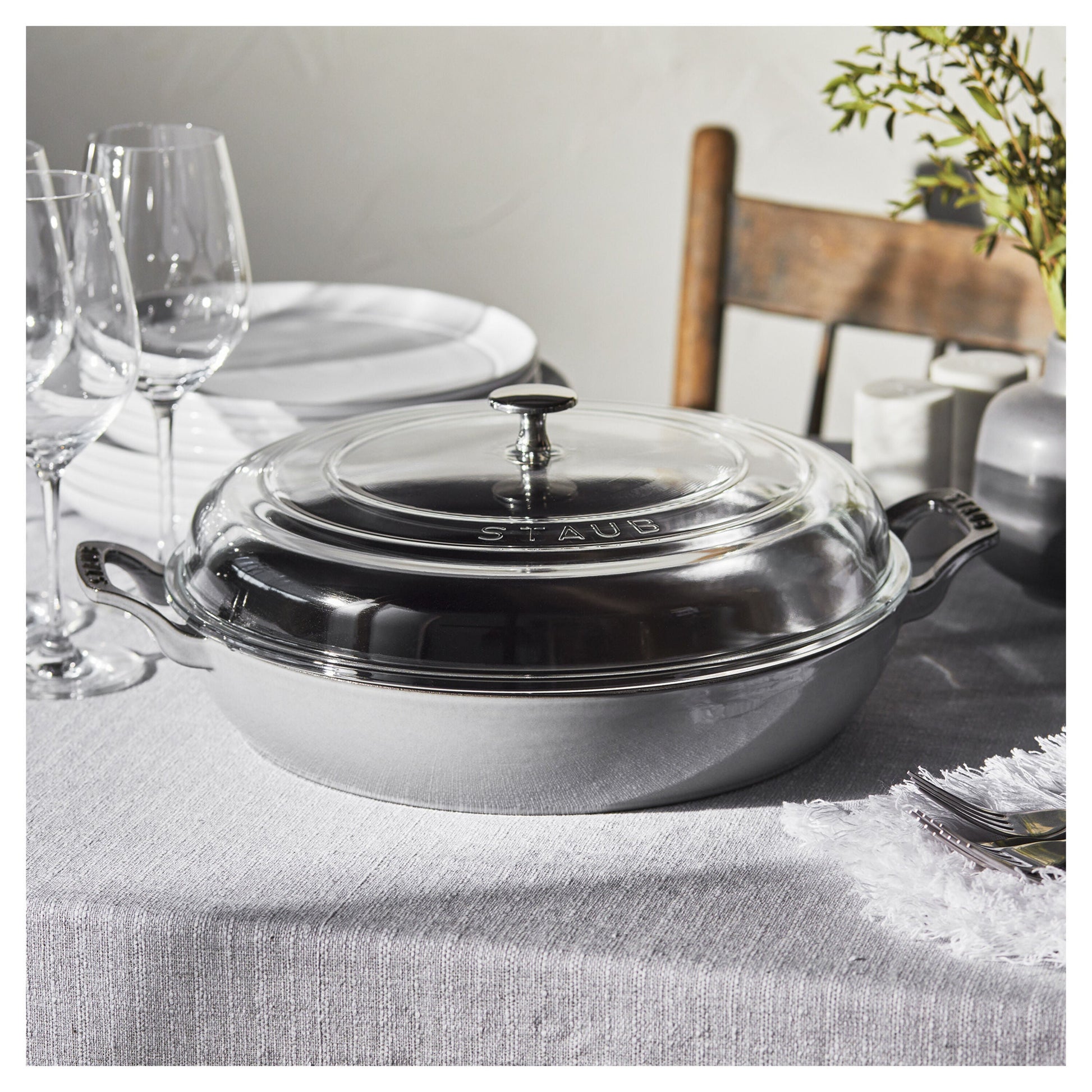 STAUB 3.5L Cast Iron Braiser - Graphite-Grey-Saucepan-DECOROLALA