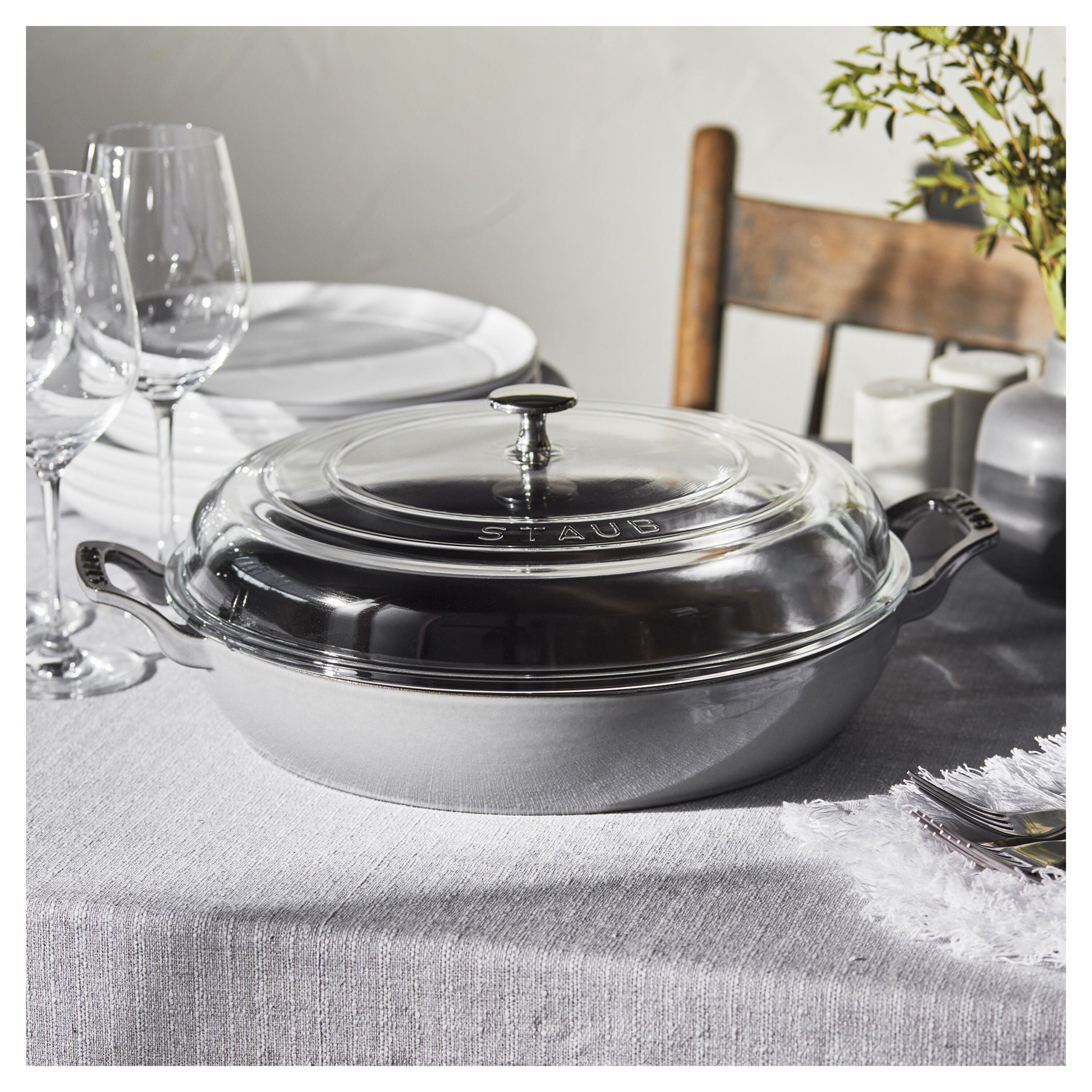 STAUB 3.5L Cast Iron Braiser - Graphite-Grey-Saucepan-DECOROLALA