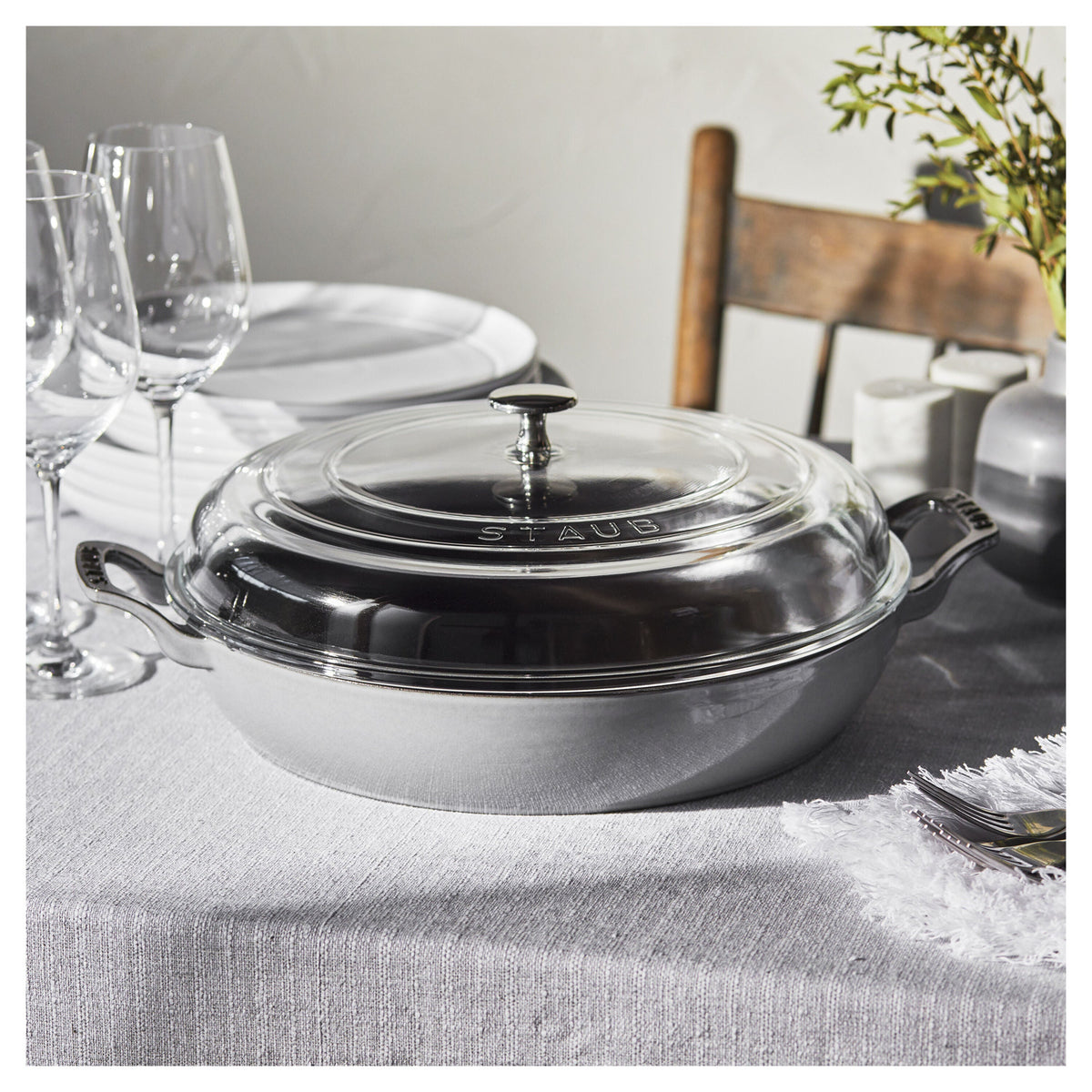 STAUB 3.5L Cast Iron Braiser - Graphite-Grey-Saucepans-DECOROLALA