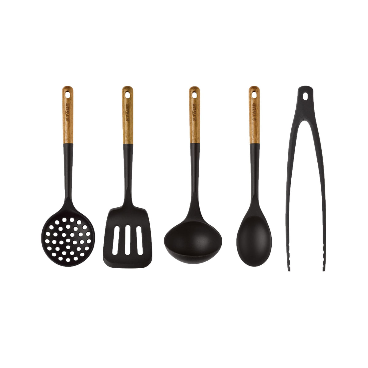 STAUB 5-Piece Silicone Kitchen Tool Set - Black-Kitchen Appliance Accessories-DECOROLALA