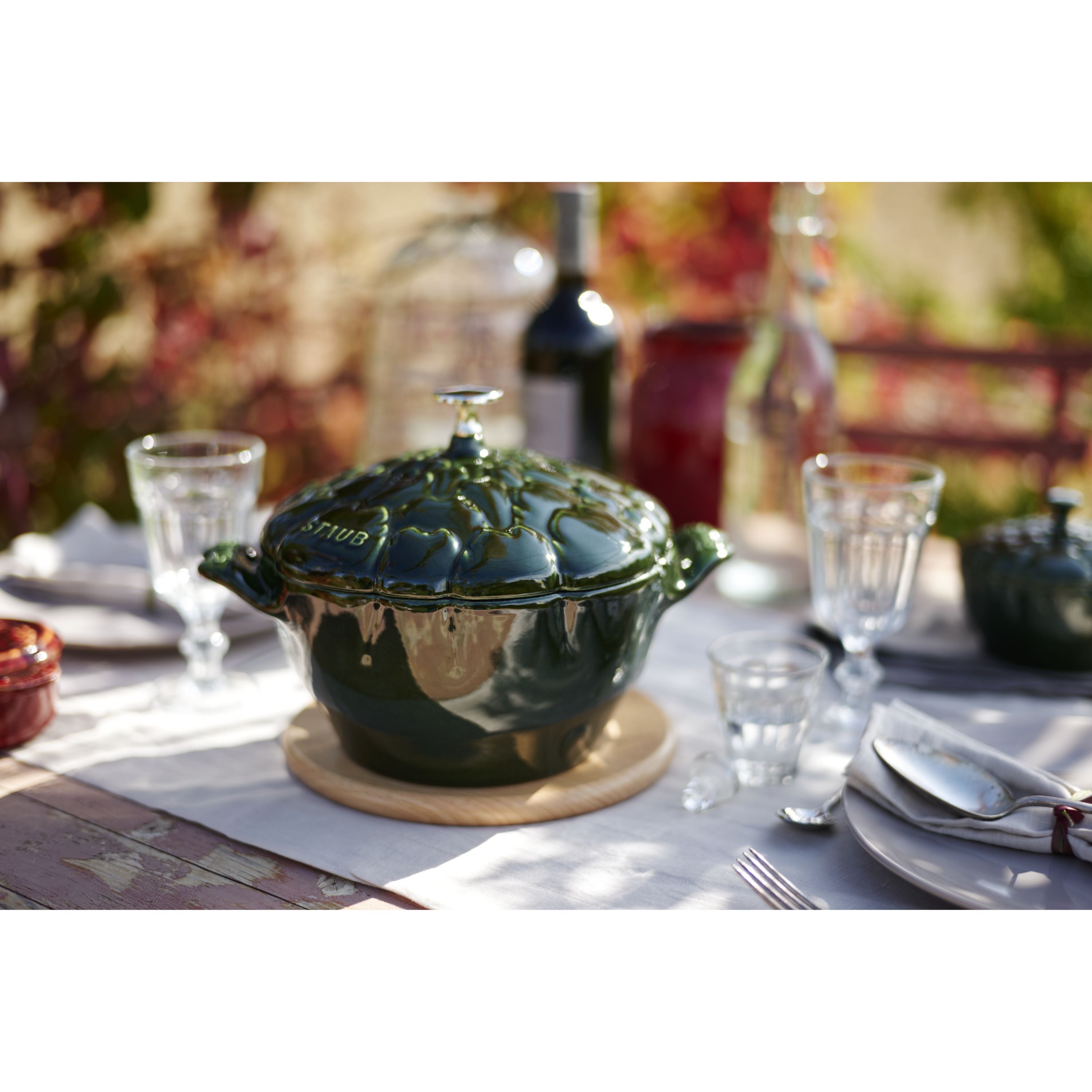 STAUB Artichoke Cocotte 3L Cast Iron Basil-Green-Canvas Print-DECOROLALA