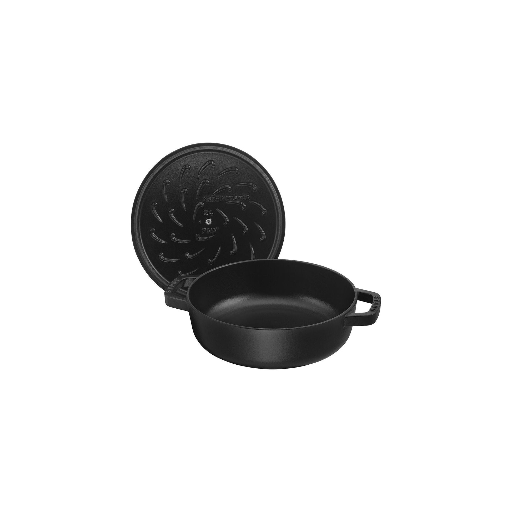 STAUB Braisers 3.7 L Cast Iron Round Saute Pan Chistera, Black-Saucepan-DECOROLALA