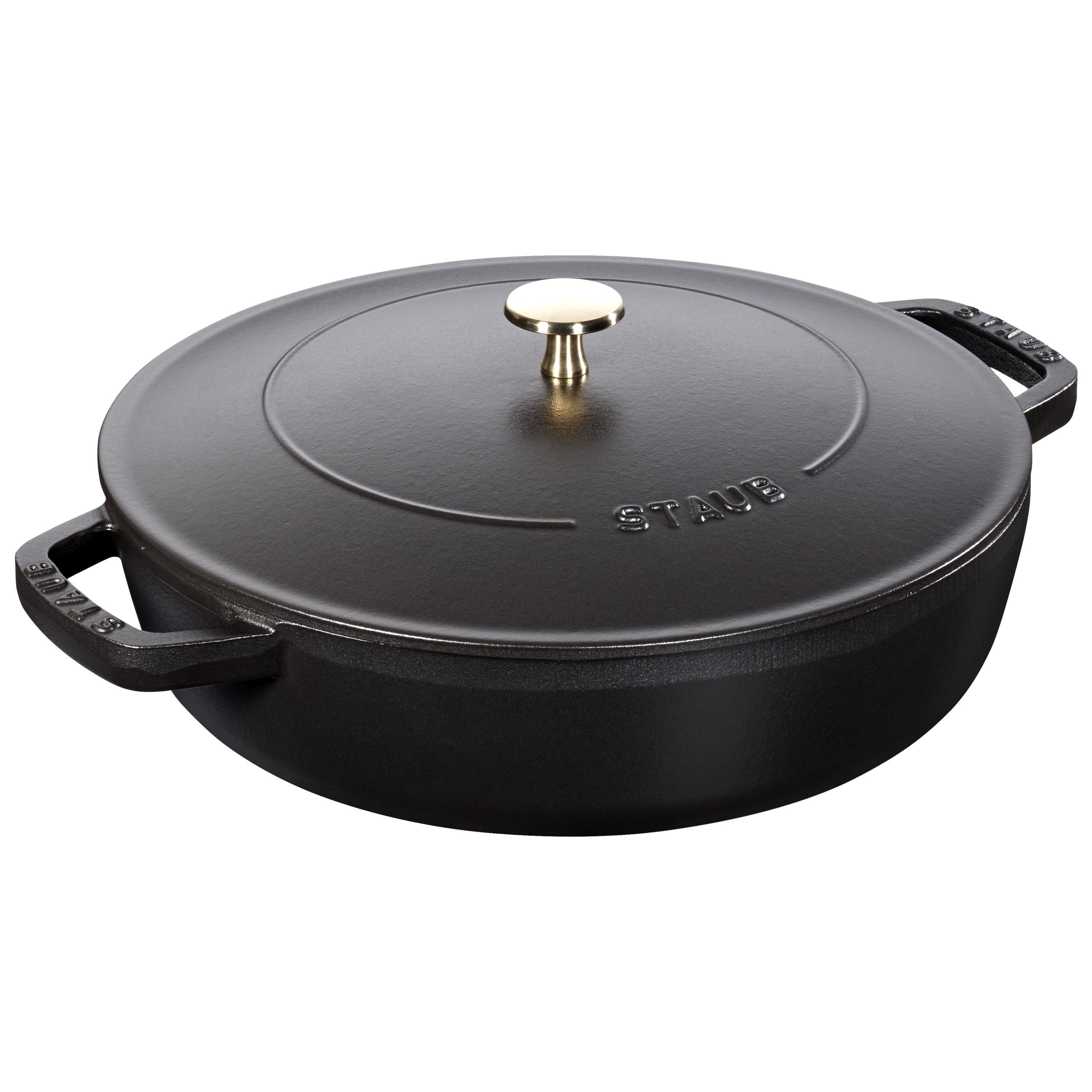 STAUB Braisers 3.7 L Cast Iron Round Saute Pan Chistera, Black-Saucepan-DECOROLALA
