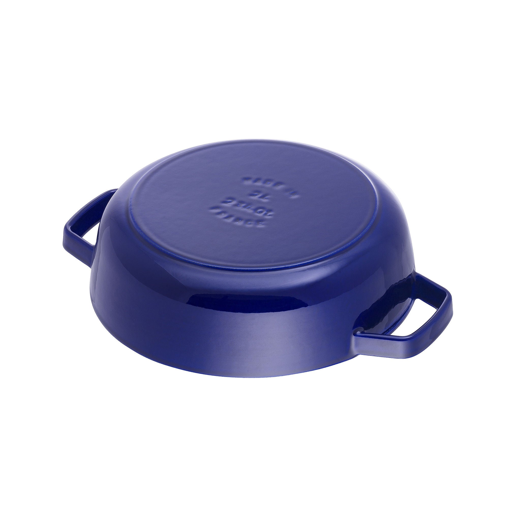 STAUB Braisers 3.7 L Cast Iron Round Saute Pan Chistera, Dark-Blue-Sauté Pan-DECOROLALA