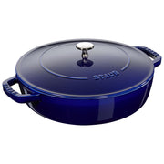 STAUB Braisers 3.7 L Cast Iron Round Saute Pan Chistera, Dark-Blue-Sauté Pan-DECOROLALA