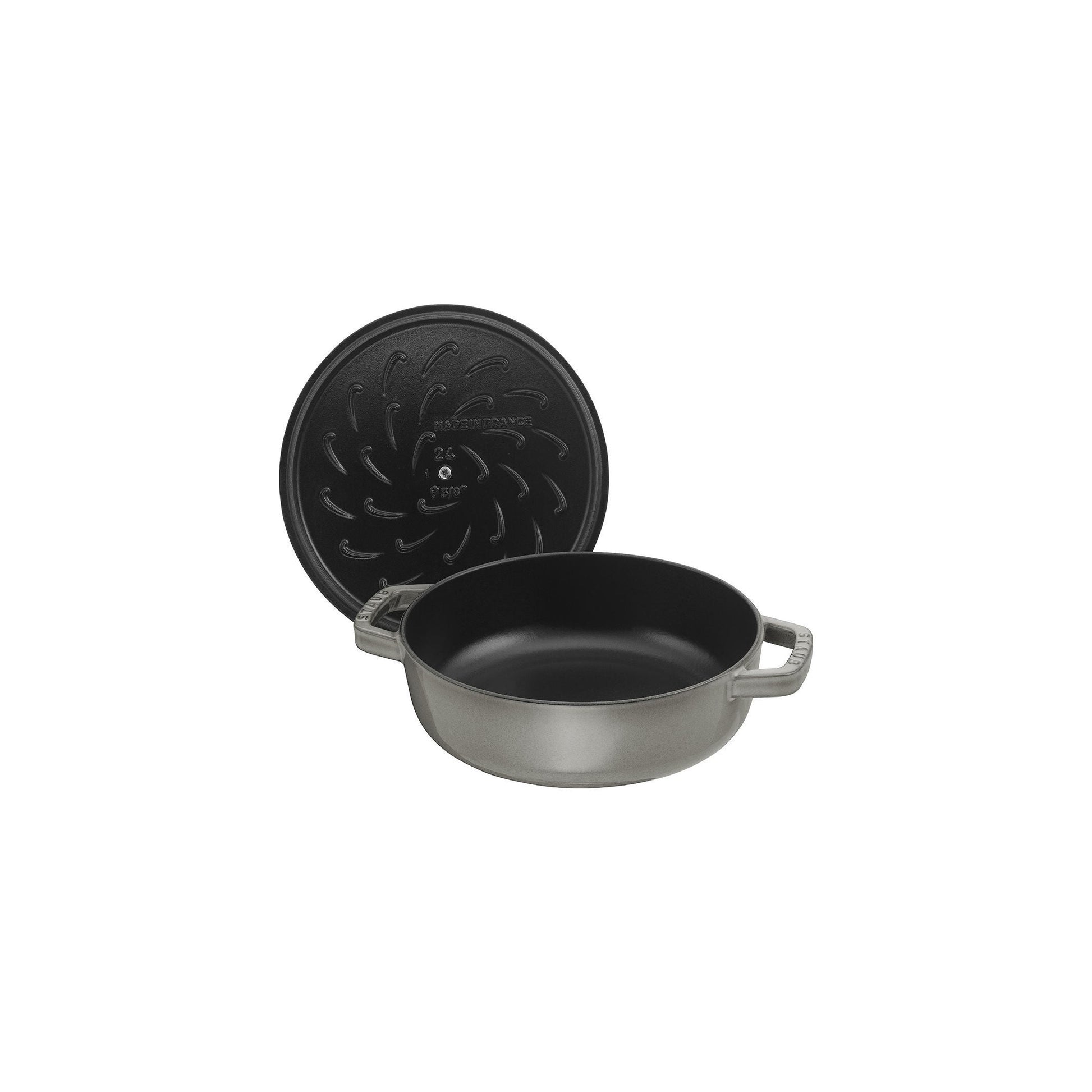 STAUB Braisers 3.7 L Cast Iron Round Saute Pan Chistera, Graphite-Grey-Saucepan-DECOROLALA