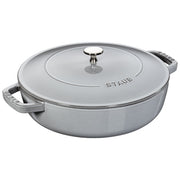 STAUB Braisers 3.7 L Cast Iron Round Saute Pan Chistera, Graphite-Grey-Saucepan-DECOROLALA