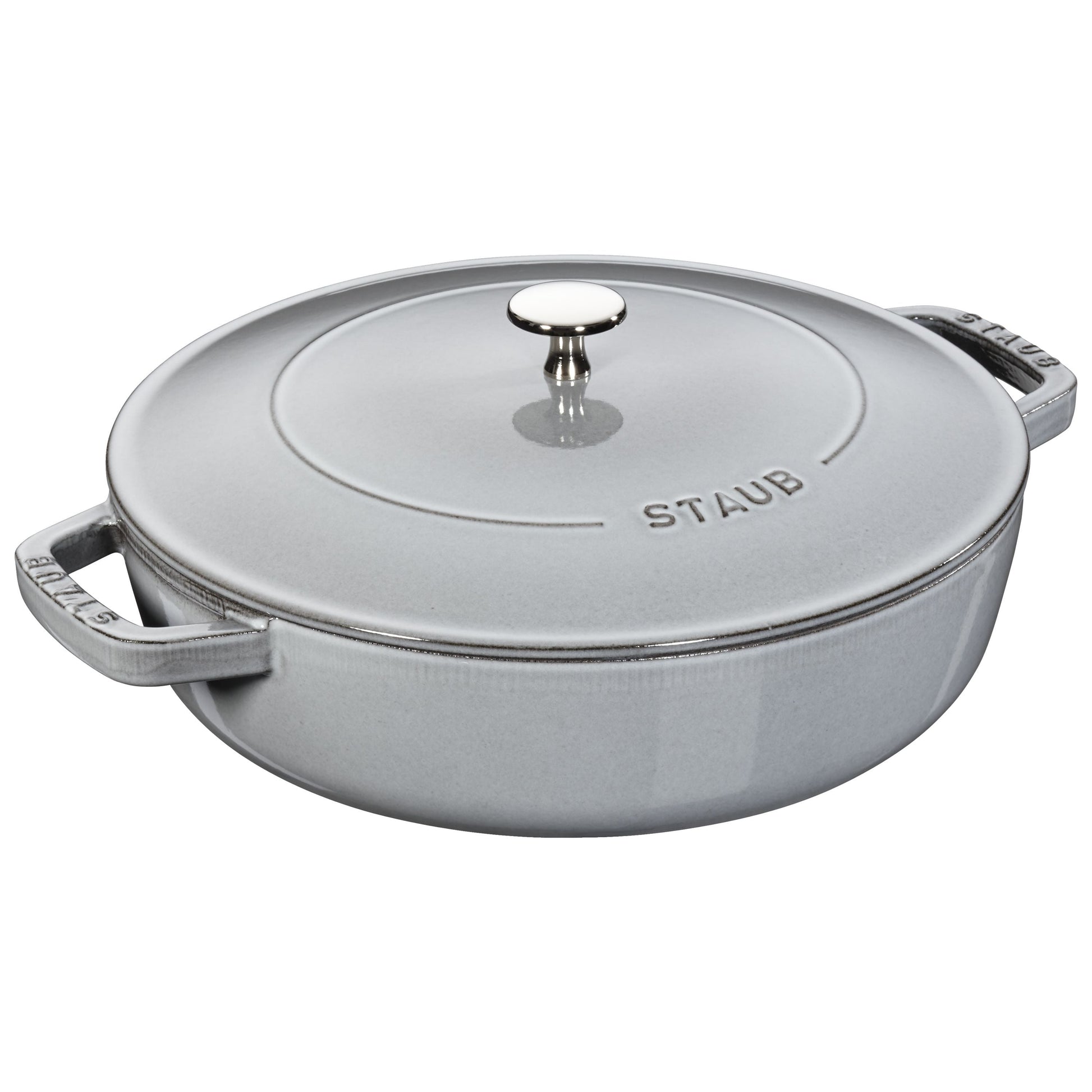 STAUB Braisers 3.7 L Cast Iron Round Saute Pan Chistera, Graphite-Grey-Saucepan-DECOROLALA