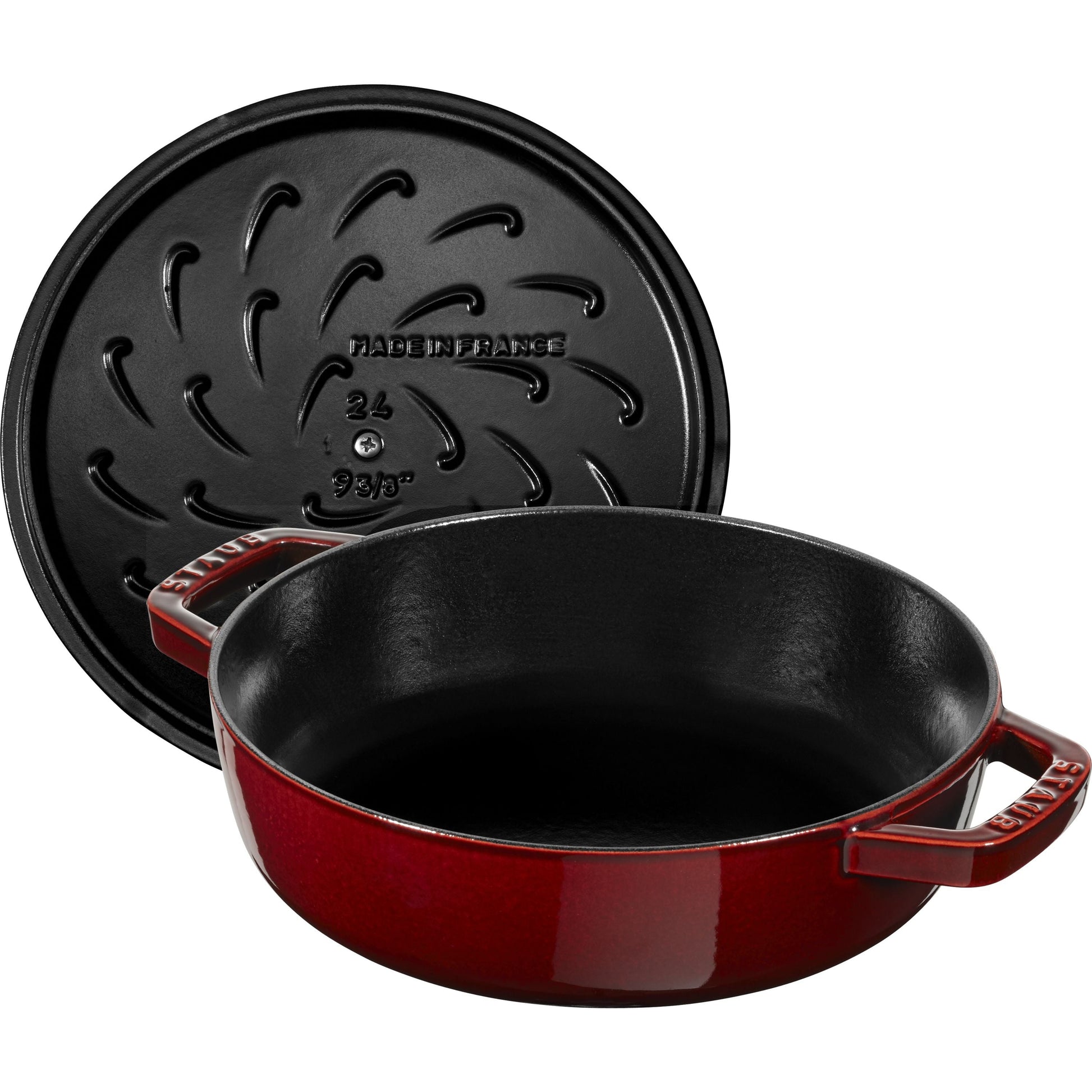 STAUB Braisers 3.7 L Cast Iron Round Saute Pan Chistera, Grenadine-Red-Saucepan-DECOROLALA