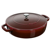 STAUB Braisers 3.7 L Cast Iron Round Saute Pan Chistera, Grenadine-Red-Saucepan-DECOROLALA