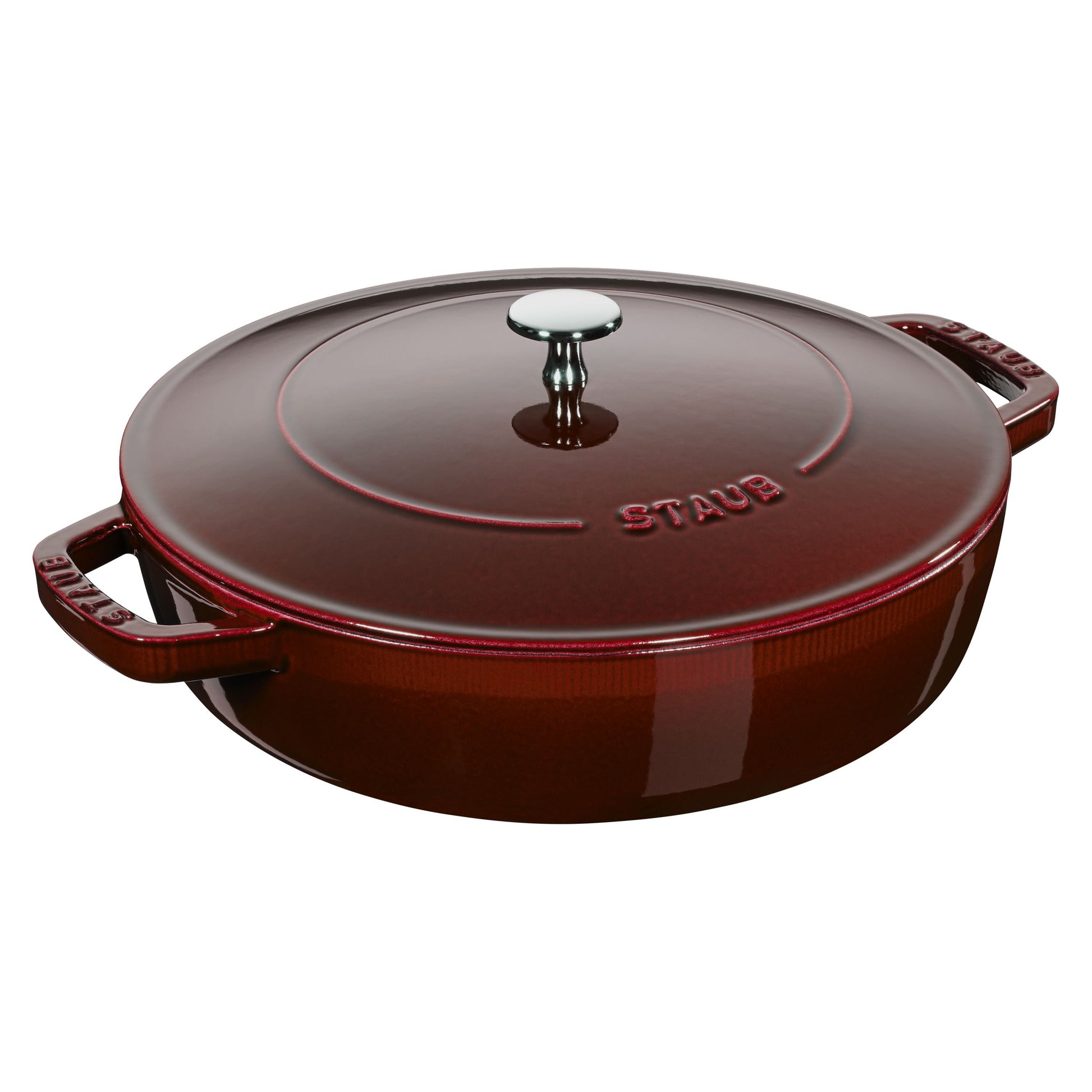 STAUB Braisers 3.7 L Cast Iron Round Saute Pan Chistera, Grenadine-Red-Saucepan-DECOROLALA