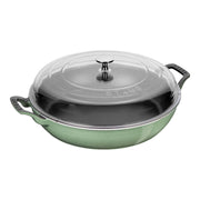 STAUB Cast Iron 3.5 L Cast Iron Round Heritage Braiser/Sauté Pan, Sage-Cookware-DECOROLALA