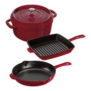 STAUB Cast Iron 4 Piece Mixed Set, Bordeaux-Cookware-DECOROLALA