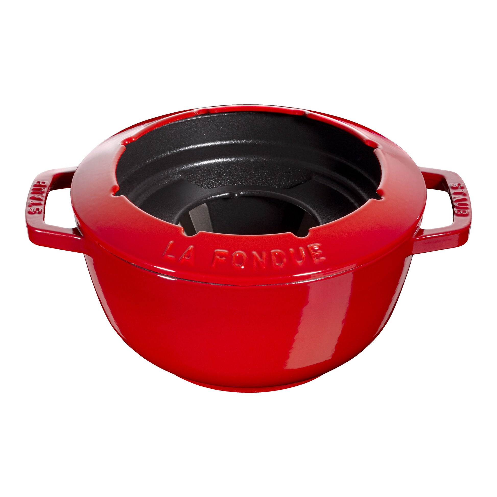 STAUB Cast Iron Fondue Set - Cherry 2.5qt-Fondue Pot-DECOROLALA