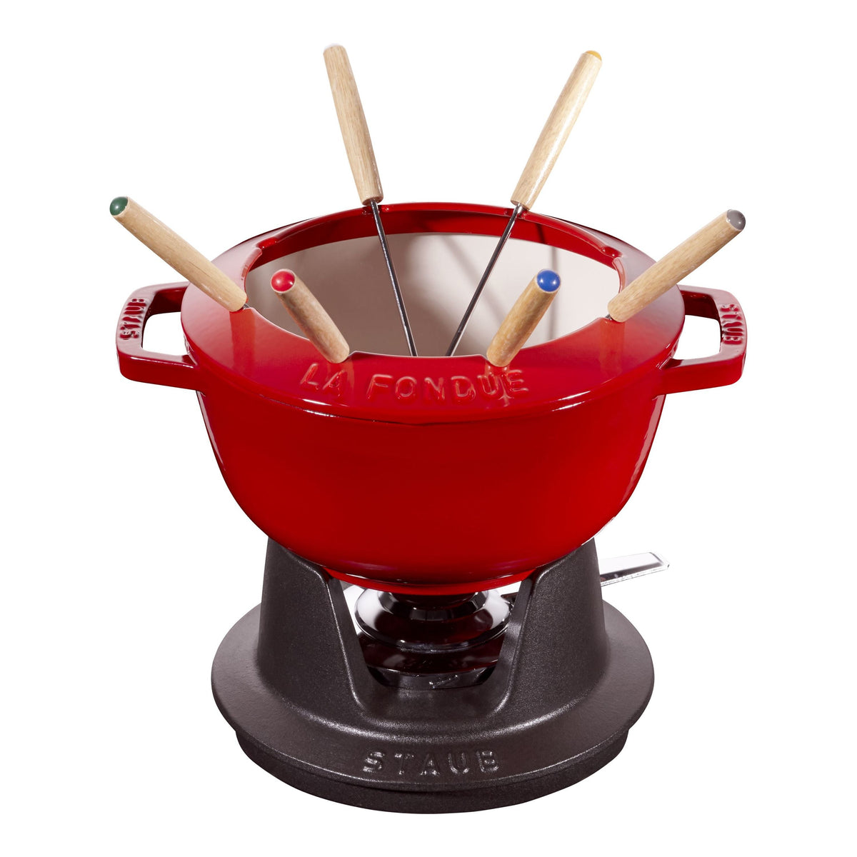STAUB Cast Iron Fondue Set - Cherry 2.5qt-Fondue Pots & Sets-DECOROLALA