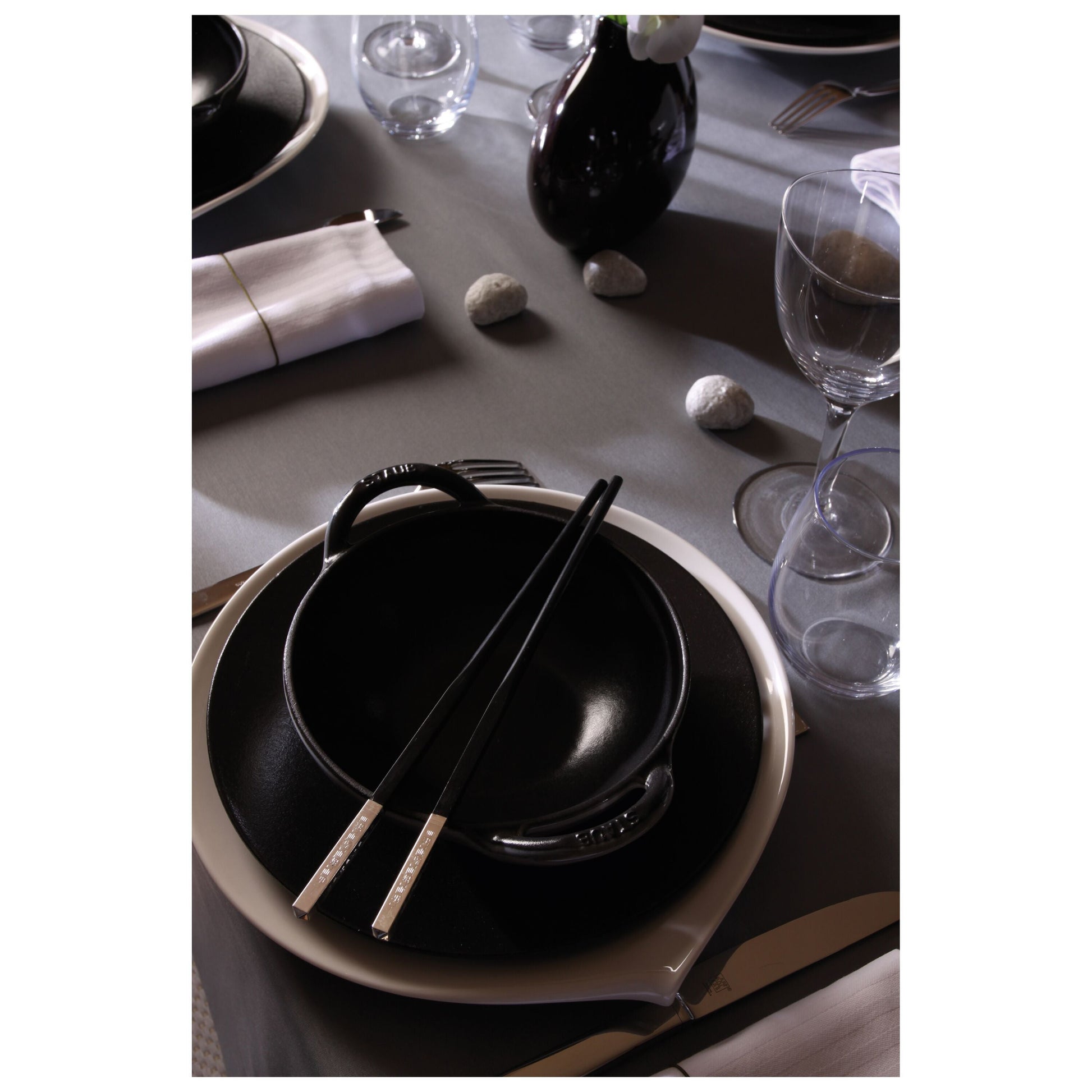 STAUB Cast Iron Mini Wok 16cm Black Enameled-Wok-DECOROLALA