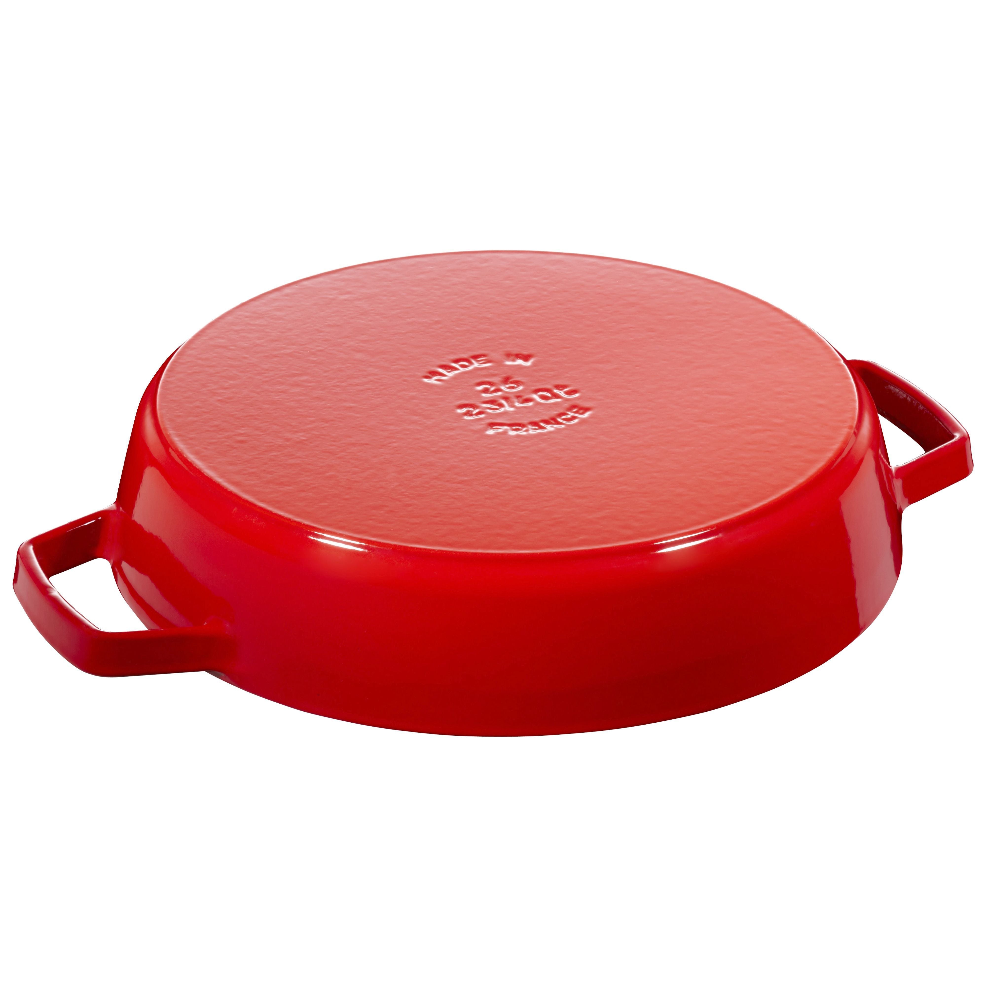 STAUB Cast Iron Skillet 26cm Cherry - 2 Handles-10 Inch-DECOROLALA