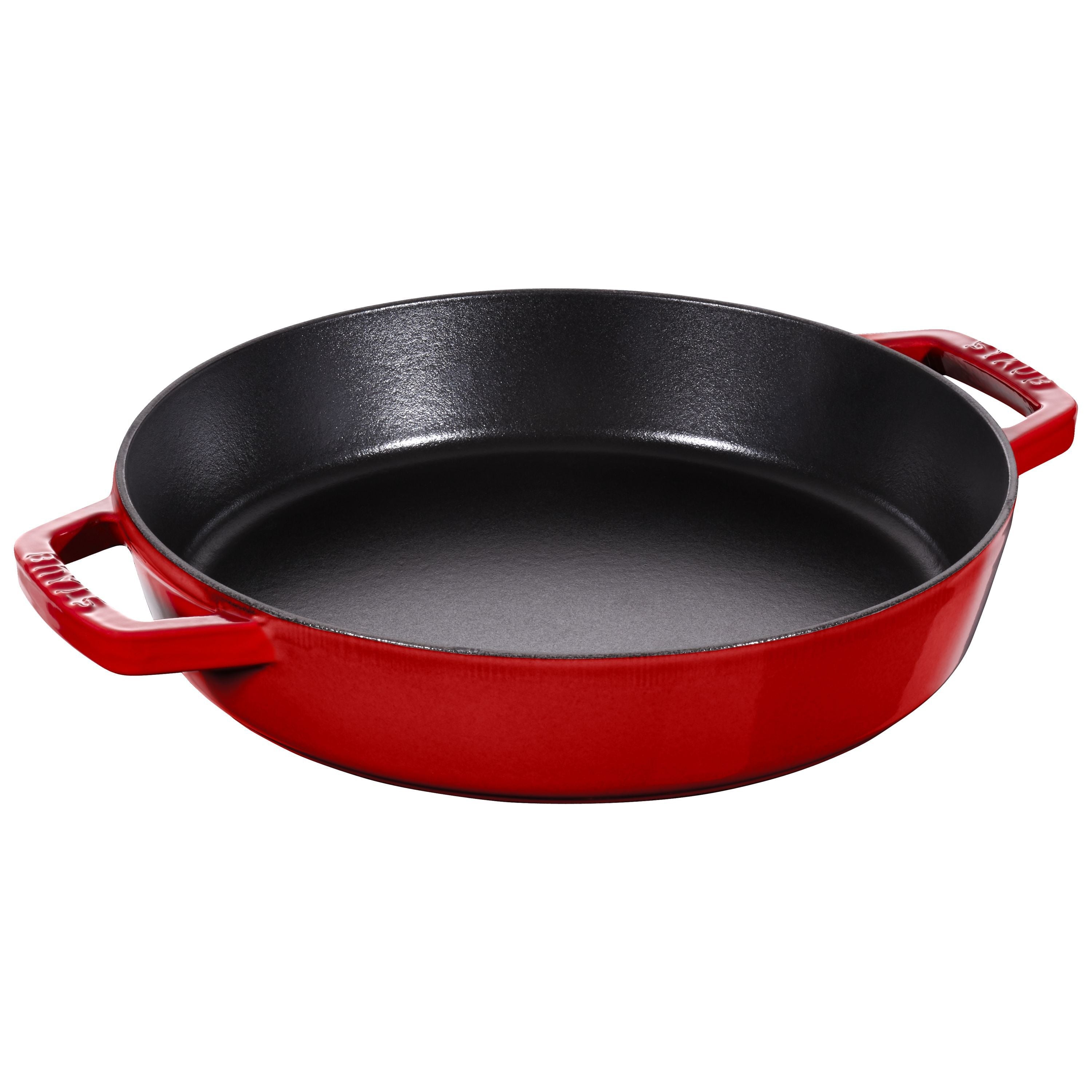 STAUB Cast Iron Skillet 26cm Cherry - 2 Handles-10 Inch-DECOROLALA