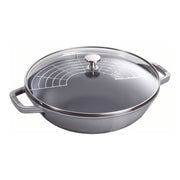 STAUB Cast Iron Wok 30cm with Glass Lid - Graphite-Wok-DECOROLALA