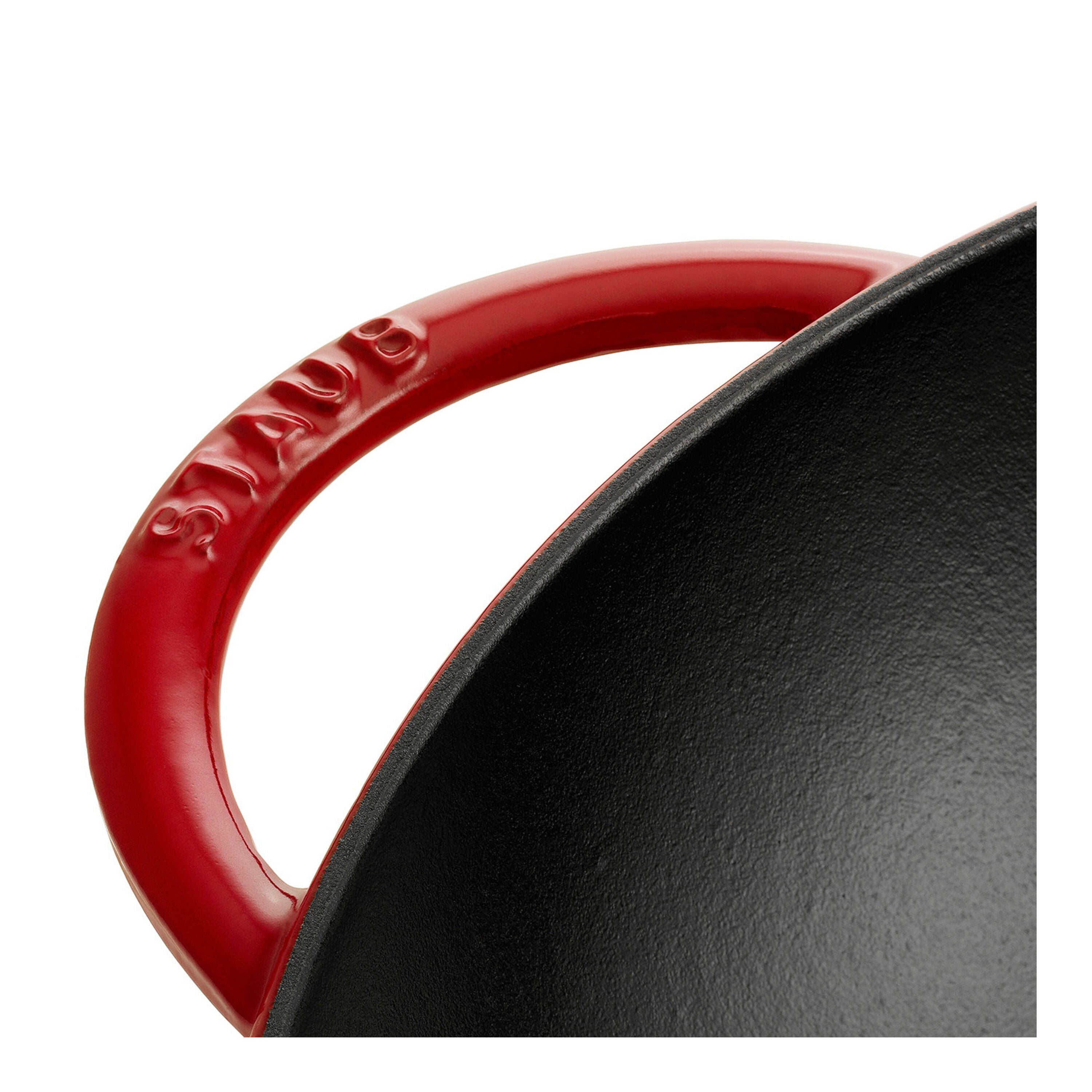 STAUB Cast Iron Wok 37cm Cherry With Glass Lid-Wok-DECOROLALA