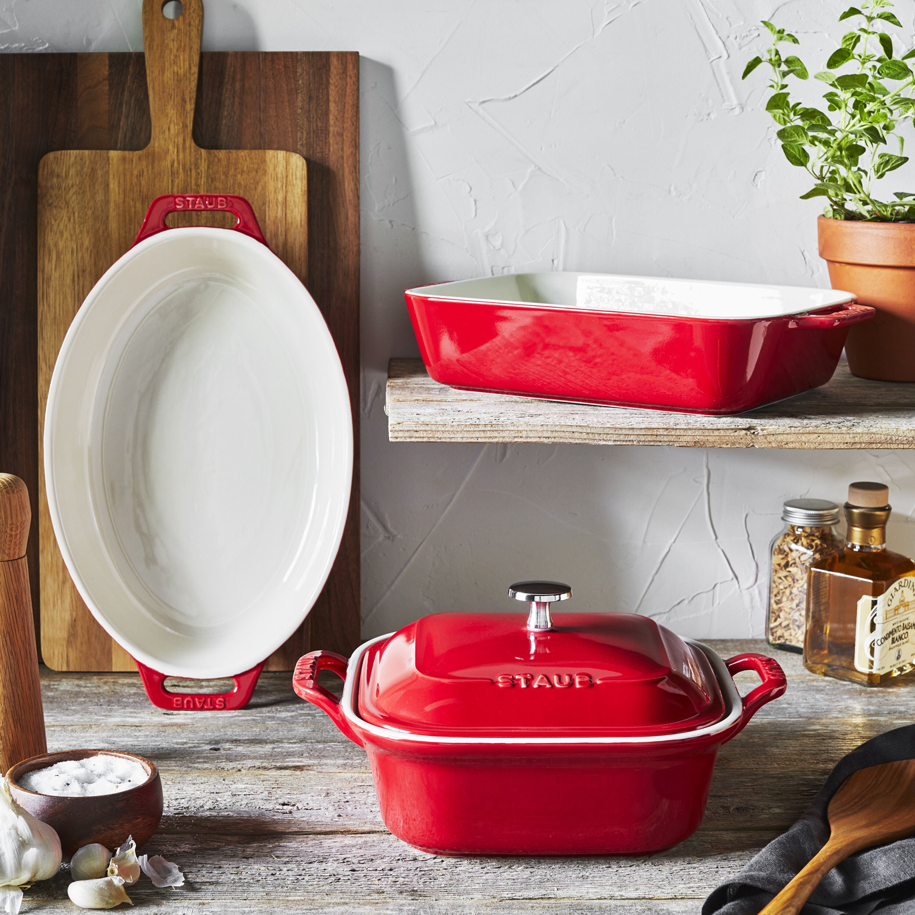 STAUB Ceramic 4 Piece Baking Dish Set - Cherry-Bakeware Set-DECOROLALA