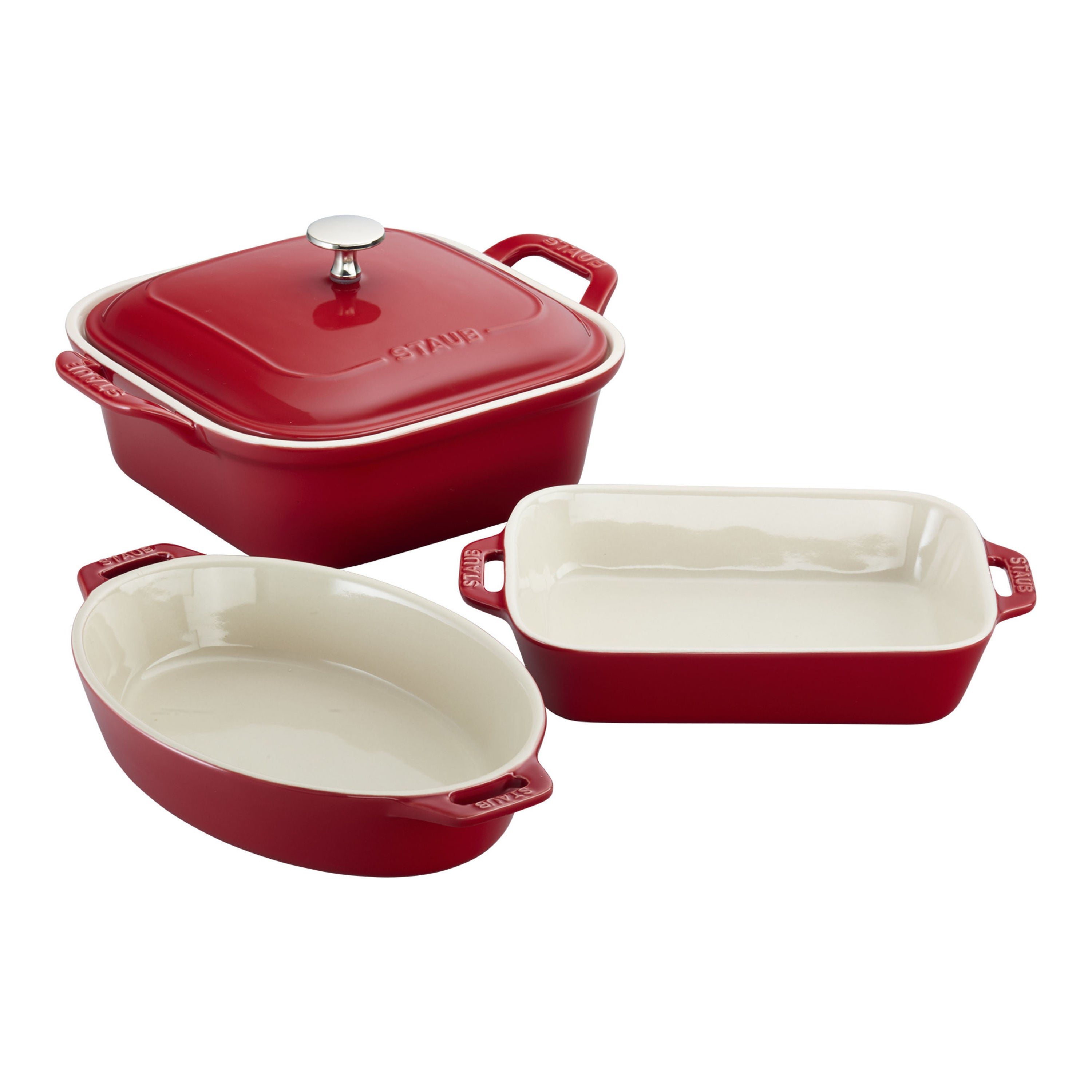 STAUB Ceramic 4 Piece Baking Dish Set - Cherry-Bakeware Set-DECOROLALA