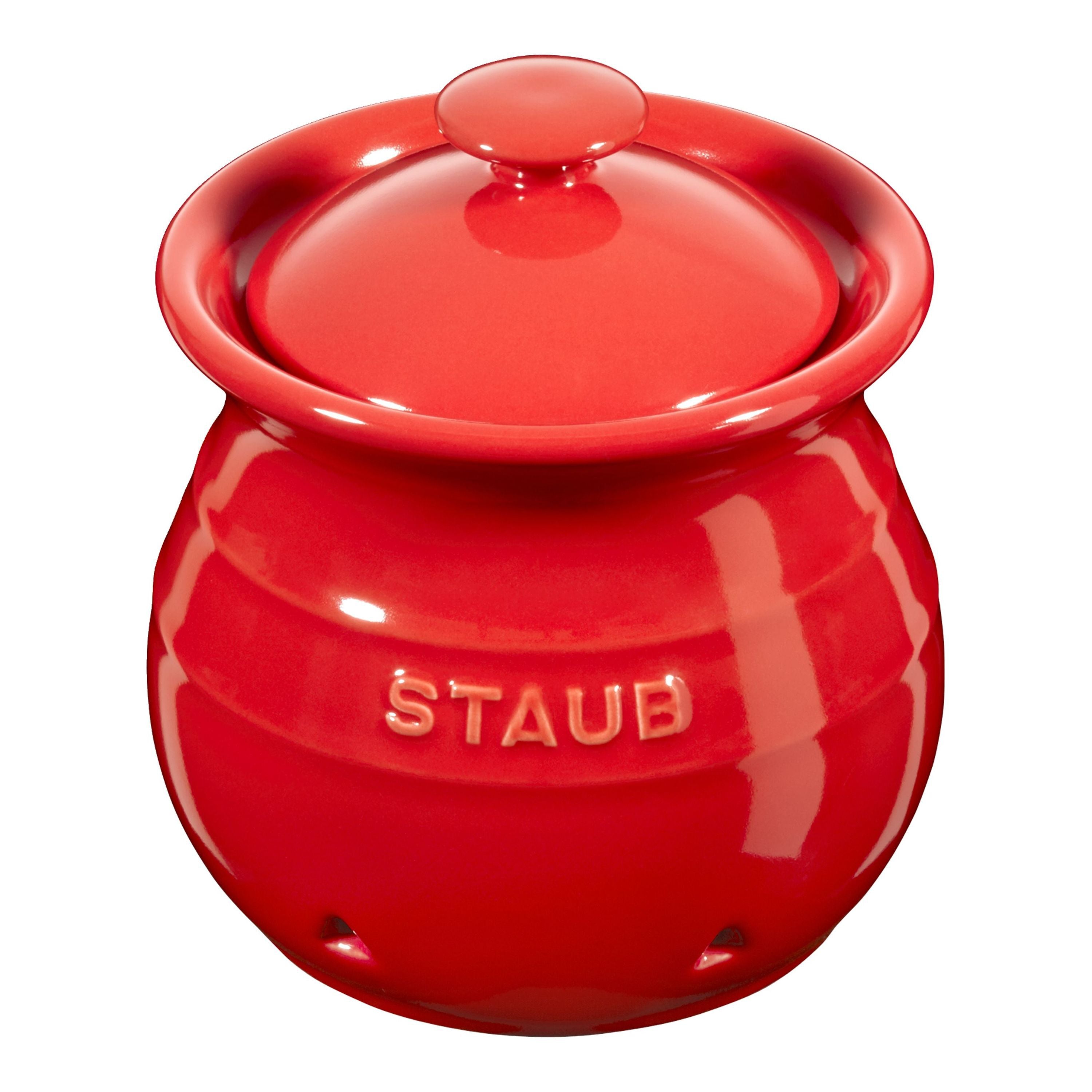 STAUB Ceramique 10 cm Ceramic Garlic Keeper, Cherry-Food Storage Container-DECOROLALA